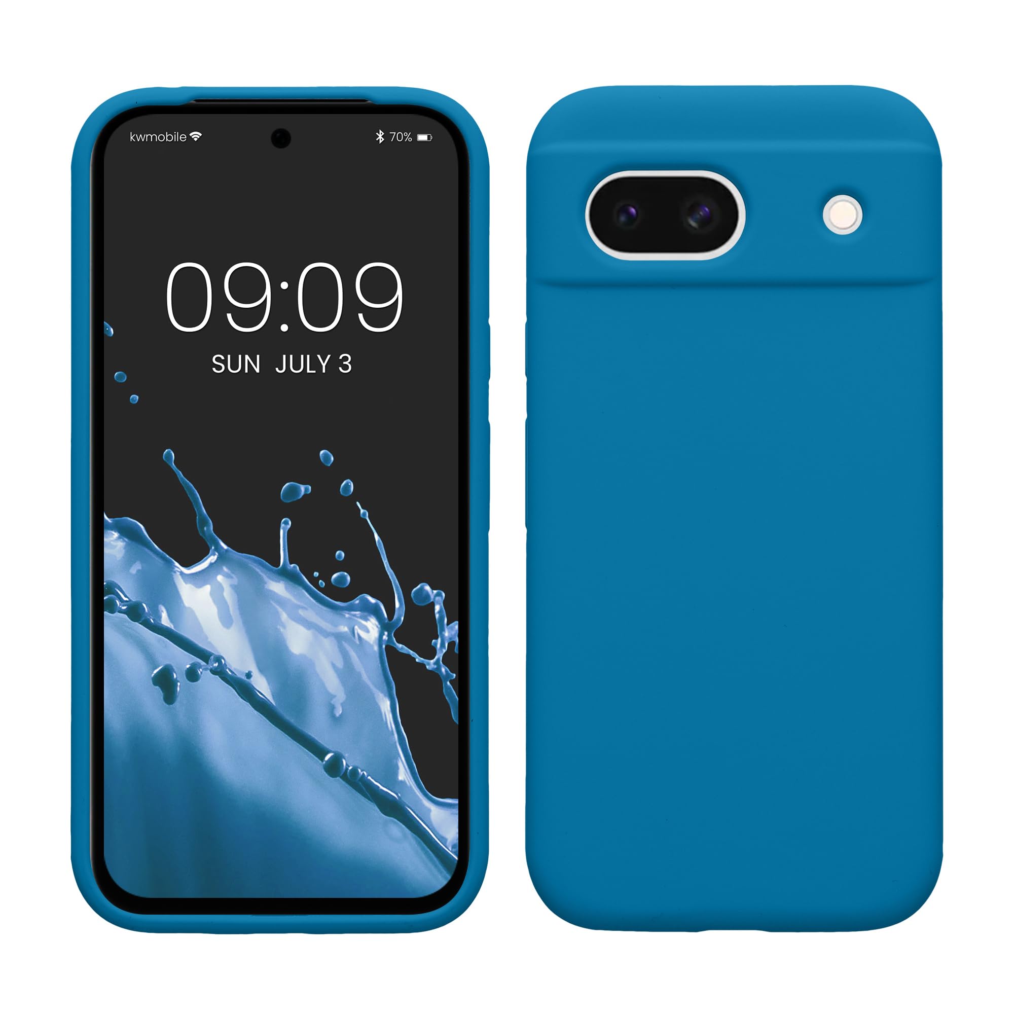 kwmobile Case Compatible with Google Pixel 8a Case - TPU Silicone Phone Cover with Soft Finish - Caribbean Blue