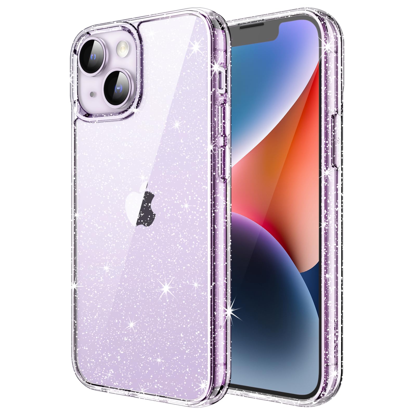 JETech Glitter Case for iPhone 14 6.1-Inch, Bling Sparkle Shockproof Phone Bumper Cover, Cute Sparkly for Women and Girls (Clear