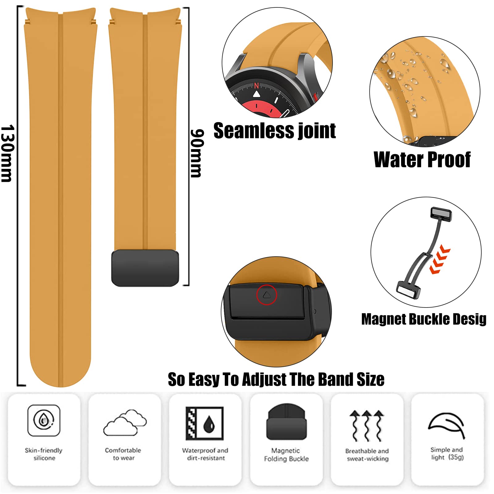 Bminen Bands Compatible With Samsung Galaxy Watch 5 Pro Band 45Mm/Galaxy Watch 5 Bands 44Mm 40Mm, Soft Silicone Strap Wristbands