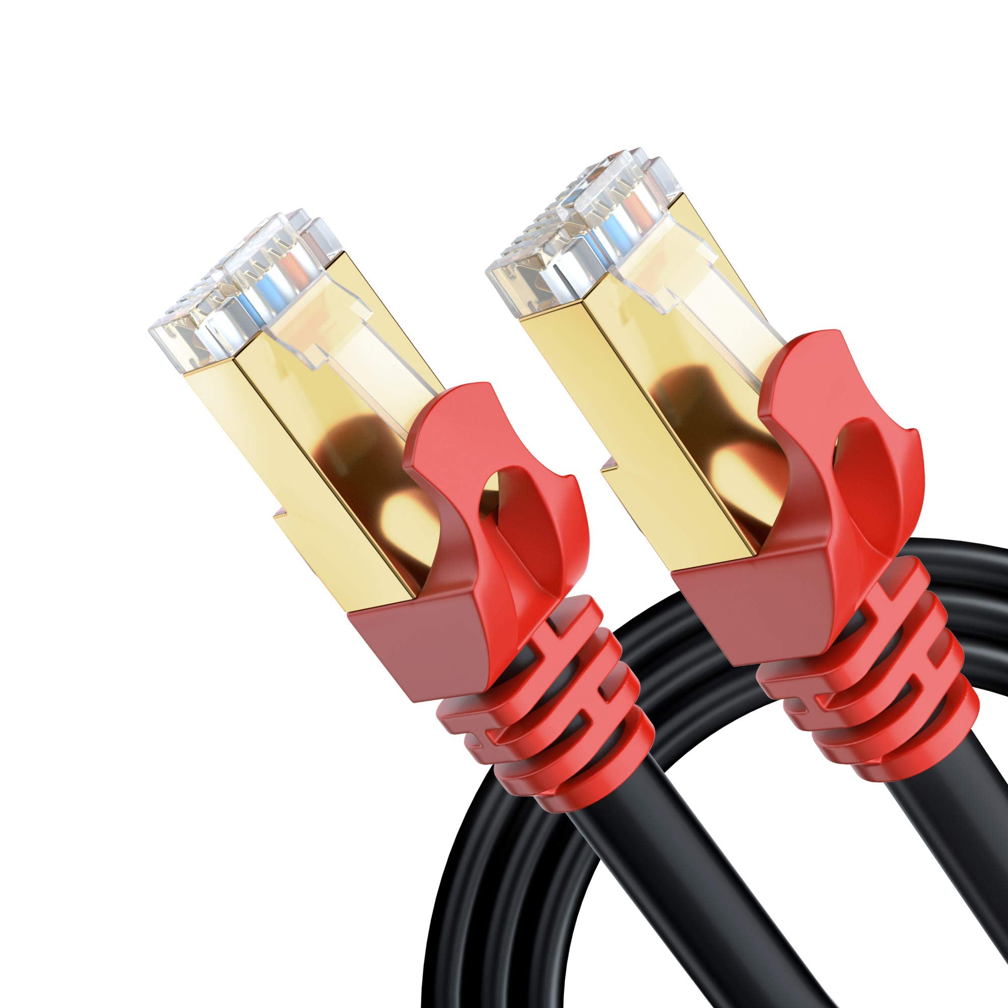 Mutecpower 50 Ft /15M Cat 7 Outdoor Waterproof Direct Burial Rj45 Ethernet Network Cable   Sftp   600 Mhz   Black With Cable Tie