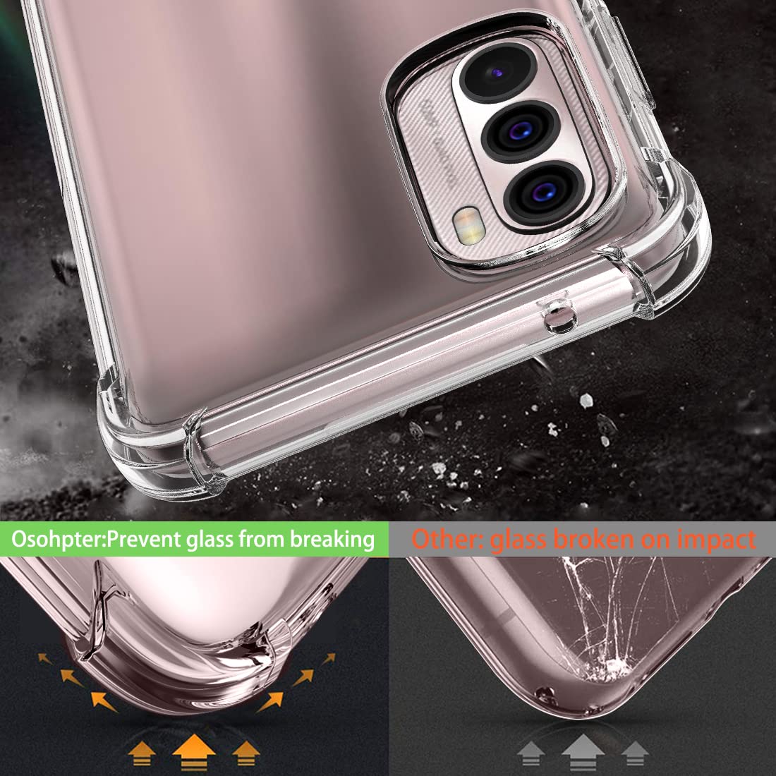 Osophter For Moto G Stylus 2022 Case: Clear Transparent Reinforced Corners Tpu Shock-Absorption Flexible Cell Phone Cover For Mo