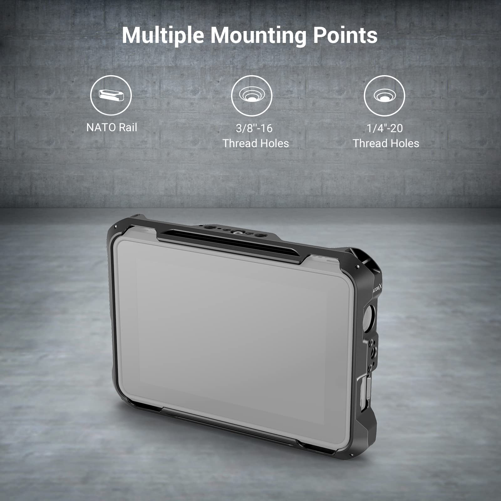 Smallrig Monitor Cage For Atomos Shinobi 7, Cage Kit With Cable Clamp, Built In Nato Rail And Sun Hood (Not Compatible For Shino