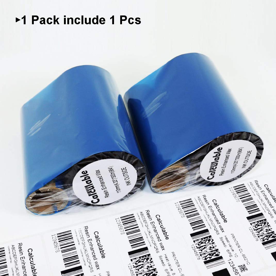 Defmate 4 Rolls 4.33'' X 984' Thermal Transfer Ribbon   Premium Resin Enhanced Wax Printer Ribbon 1Inch Core Ink Out For Zebra Z