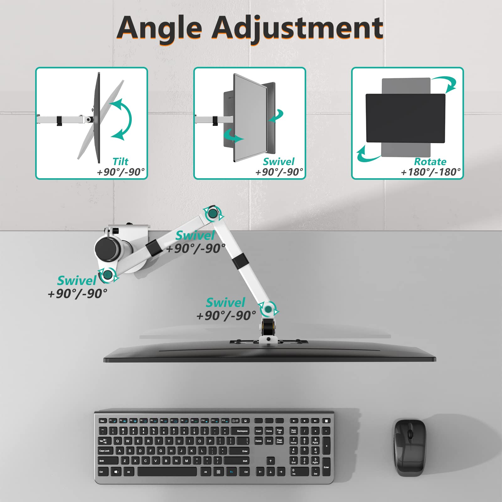 WALI Monitor Arm Mount for Desk, Single Computer Desk Mount, Monitor Bracket Mount Stand Single, up to 32 inch, 22 lbs (M001 W), White