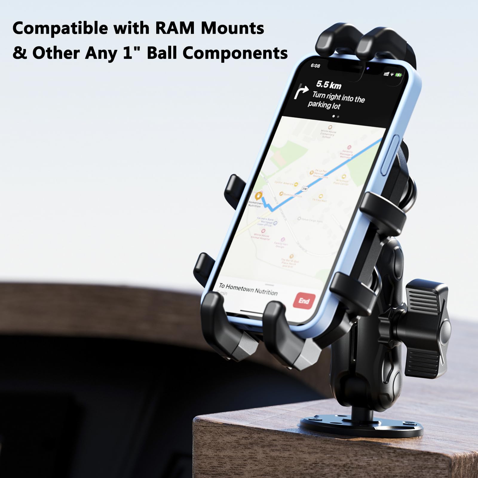 Vazeswin Double Socket Arm 3.5'' Aluminum Alloy Medium Arm Compatible With Ram Mount B Size 1'' Ball Components For Electronic D