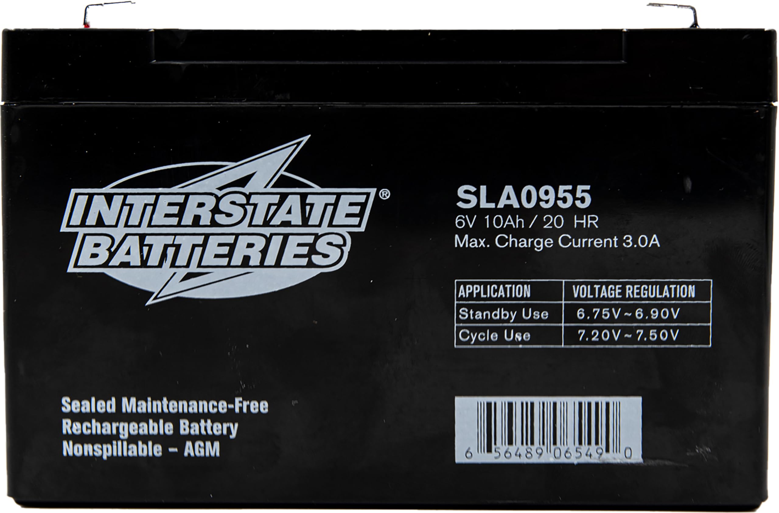 Interstate Batteries Power Patrol 6V 10Ah Battery (SLA0955) Sealed Lead Acid Rechargeable SLA AGM (F1 Terminal) UPS Power Soluti