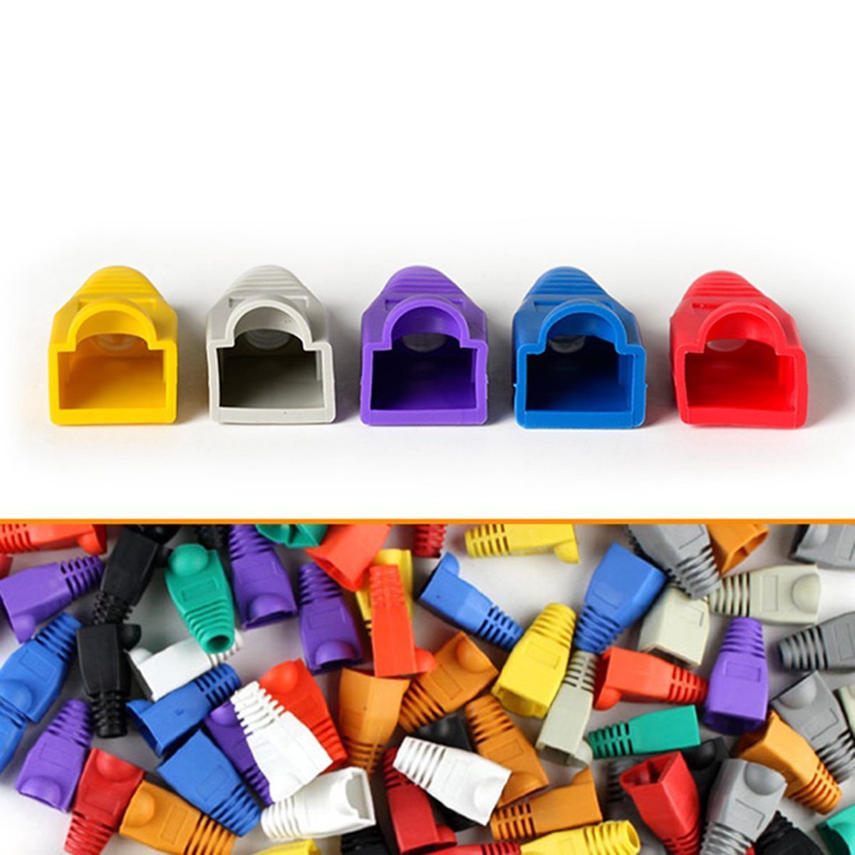 Yxq 100 Pcs Cat5E Cat6 Rj45 Ethernet Network Cable Strain Relief Boots Cable Connector Plug Cover (10 Colors)