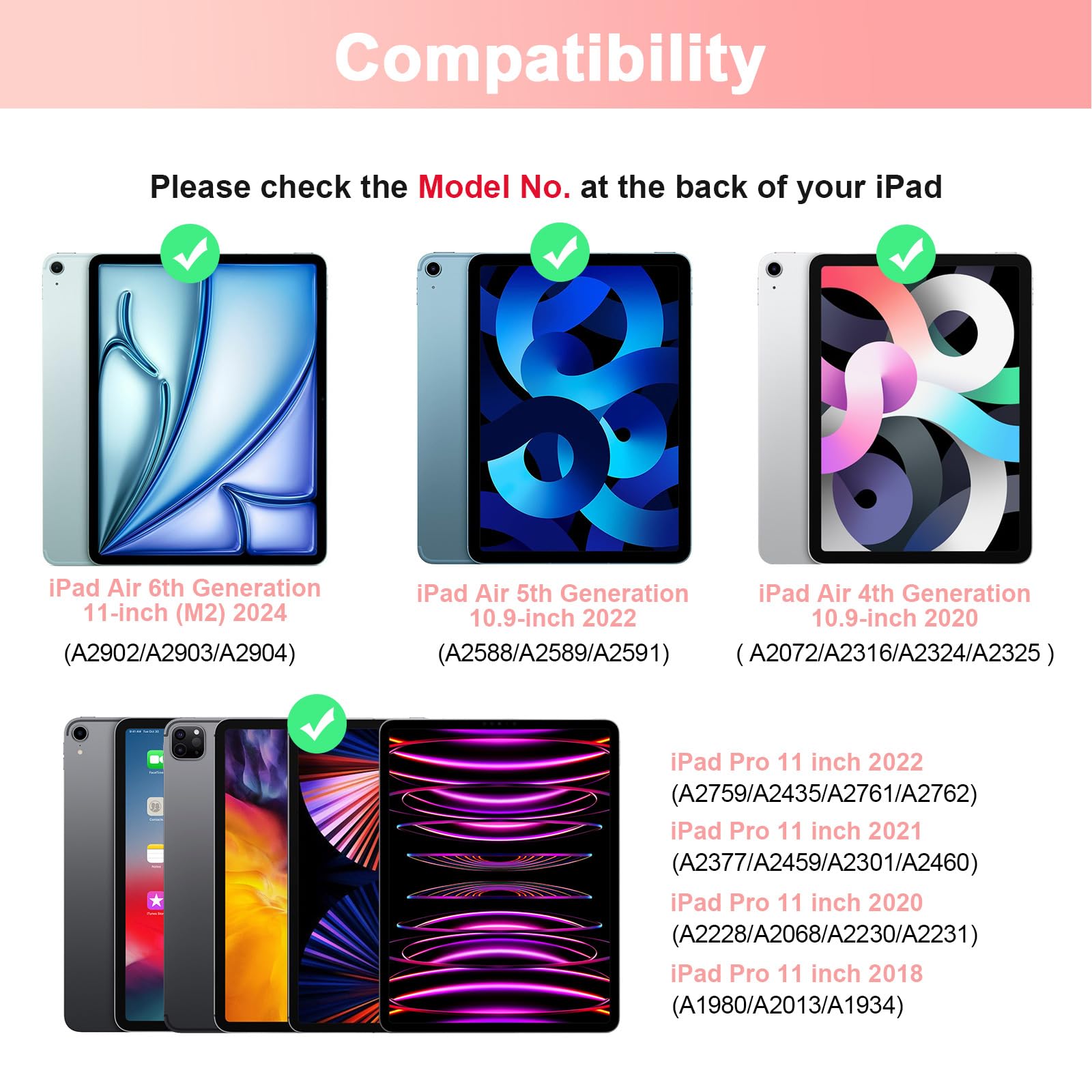 Soppy Keyboard Case For Ipad, Compatible For Ipad Air 6Th (M2) 11'' 2024, Ipad Air 5Th 2022, Ipad Air 4Th 2020, Ipad Pro 11 Inch