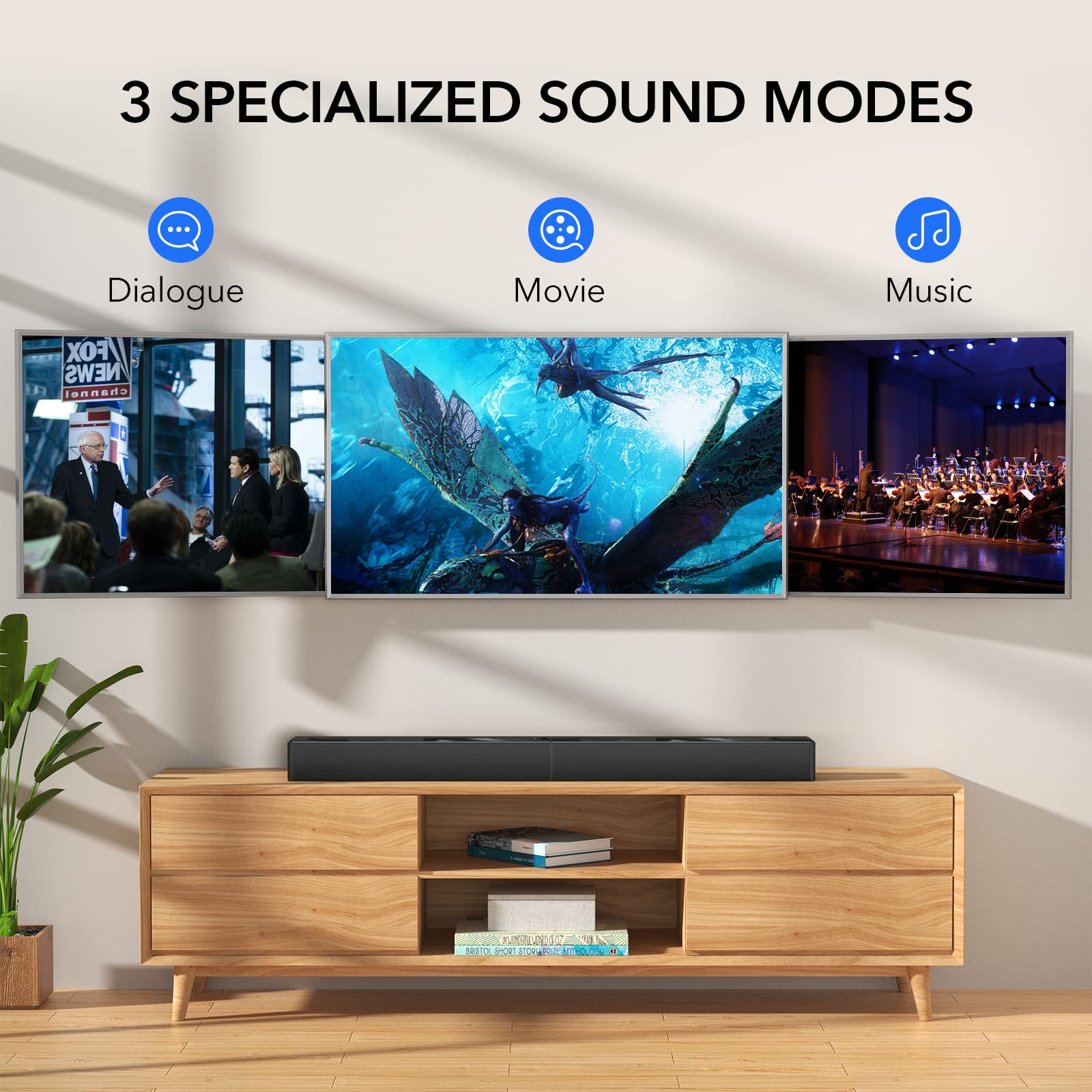 Larksound Sound Bar For Tv, Surround Sound System, Tv Speaker Soundbar With Bluetooth/Hdmi Arc/Optical/Aux/Usb, 31 Inch