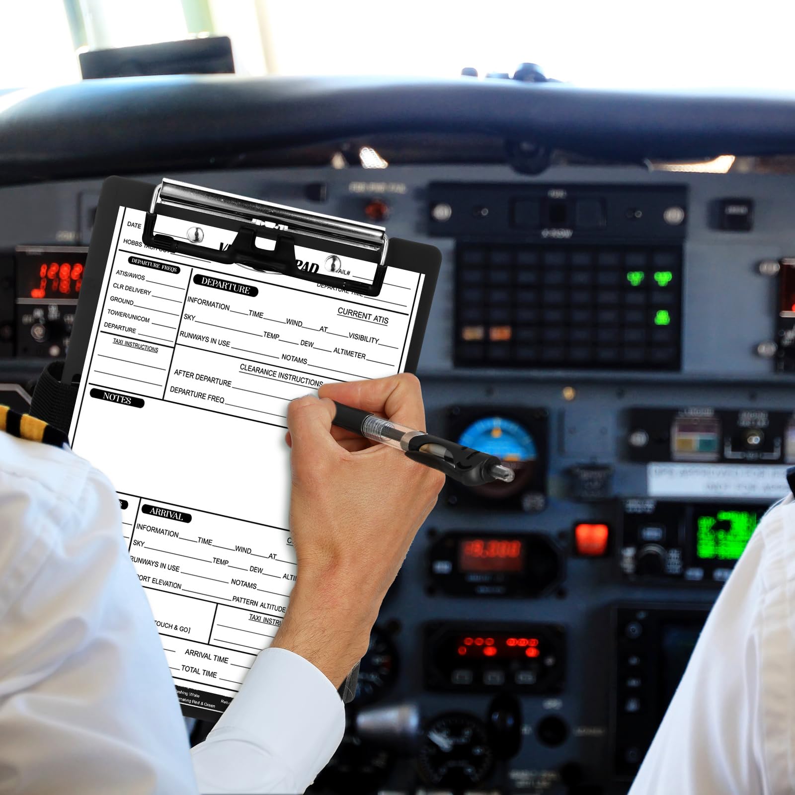 Feifeiya Aluminum Pilot Kneeboard - VFR Aviation Writing Board with Pen Holder, Elastic Strap, 9.61x6.42 Inch, Black - Perfect for Pilots