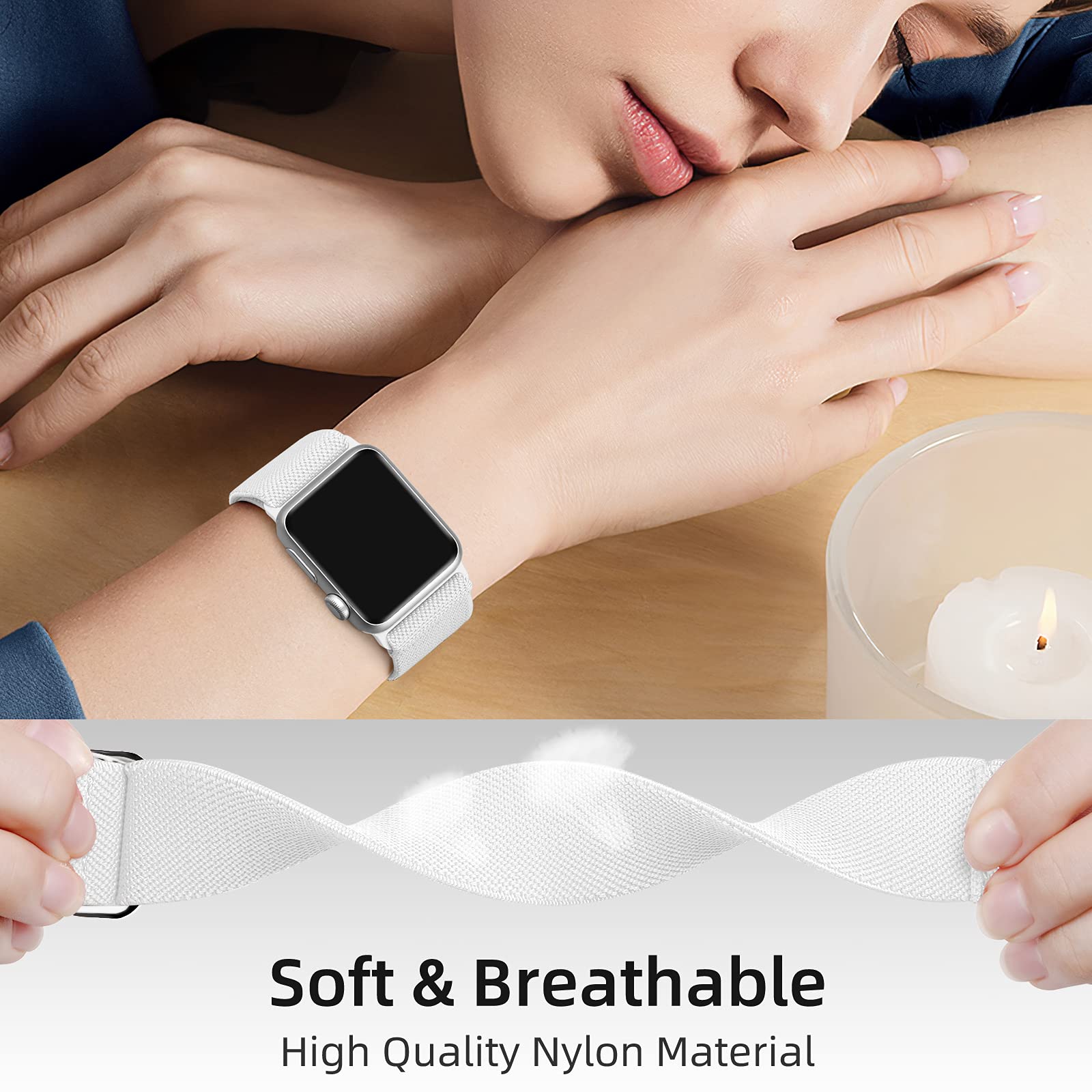 Daqin 3 Pack Solo Loop Sport Compatible With Apple Watch Band 45Mm 46Mm 44Mm 49Mm 42Mm 41Mm 40Mm 38Mm Women Men, Soft Stretchy E