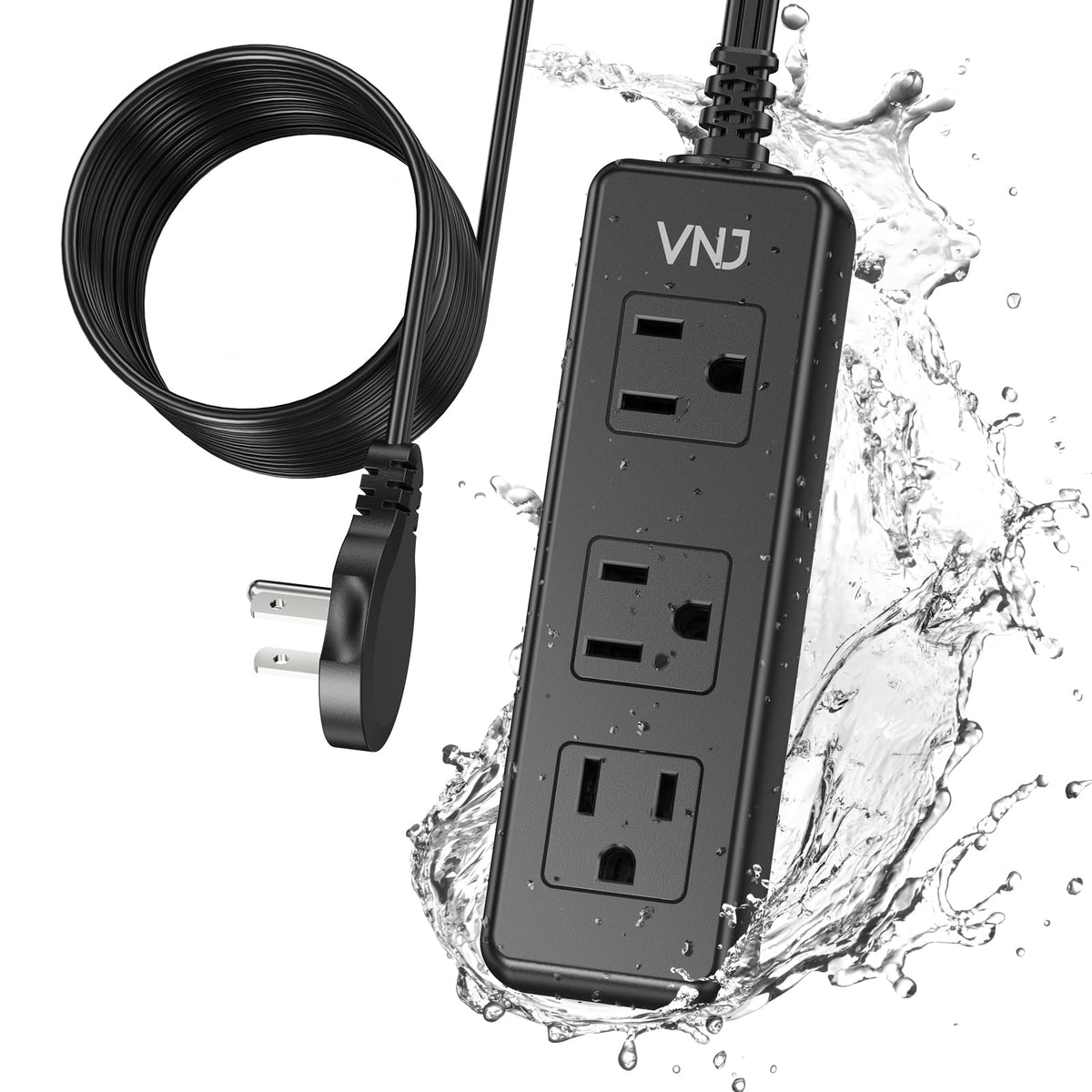 Outdoor Power Strip Weatherproof, 10 Ft Outdoor Extension Cord 3 Outlets 1875W Overload Protection, Shock Prevention Surge Prote