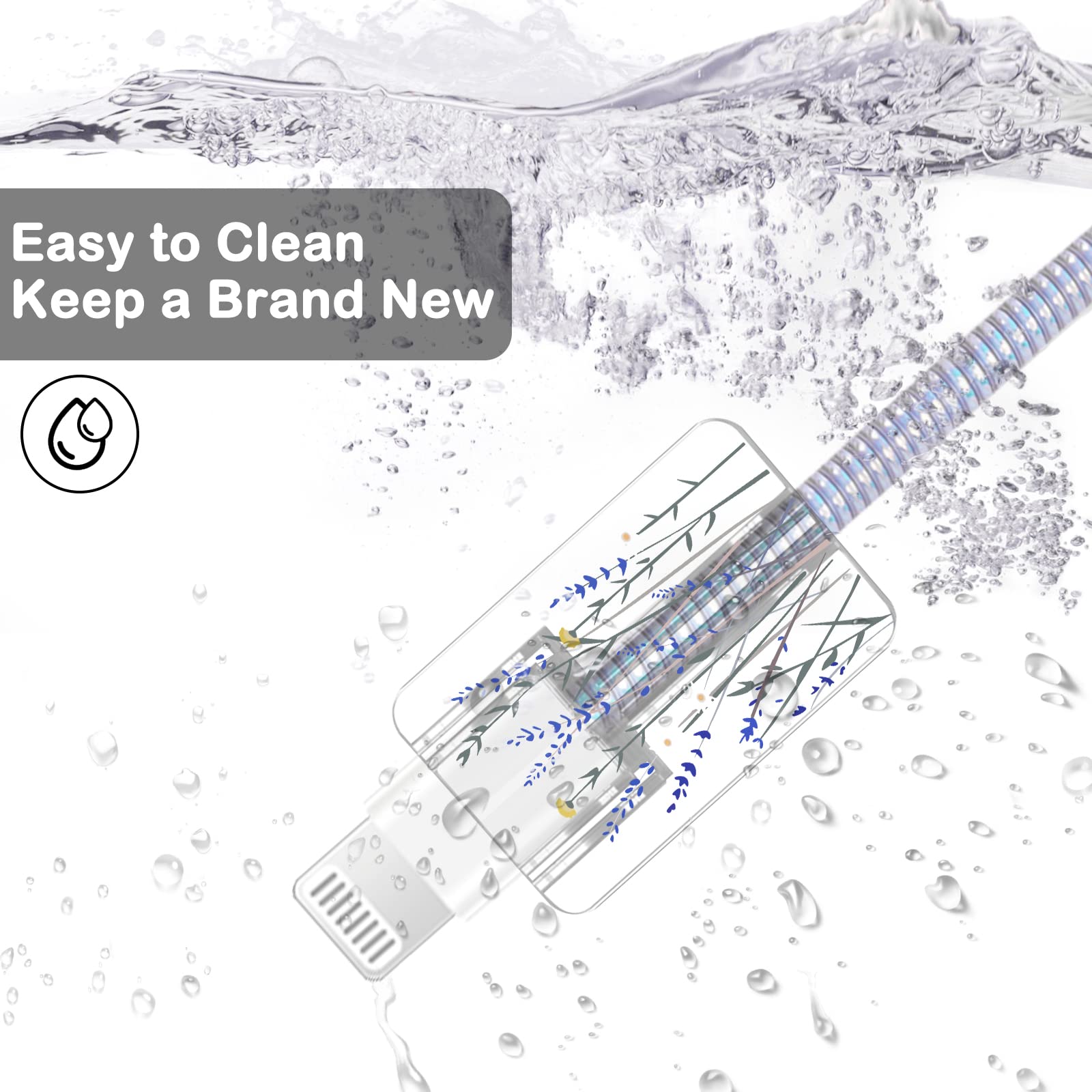 Cute Flower Diy Protectors Cable Protector For Iphone Charger,Kawaii Purple Bouquet Pattern,Data Cable Charger Data Line Earphon