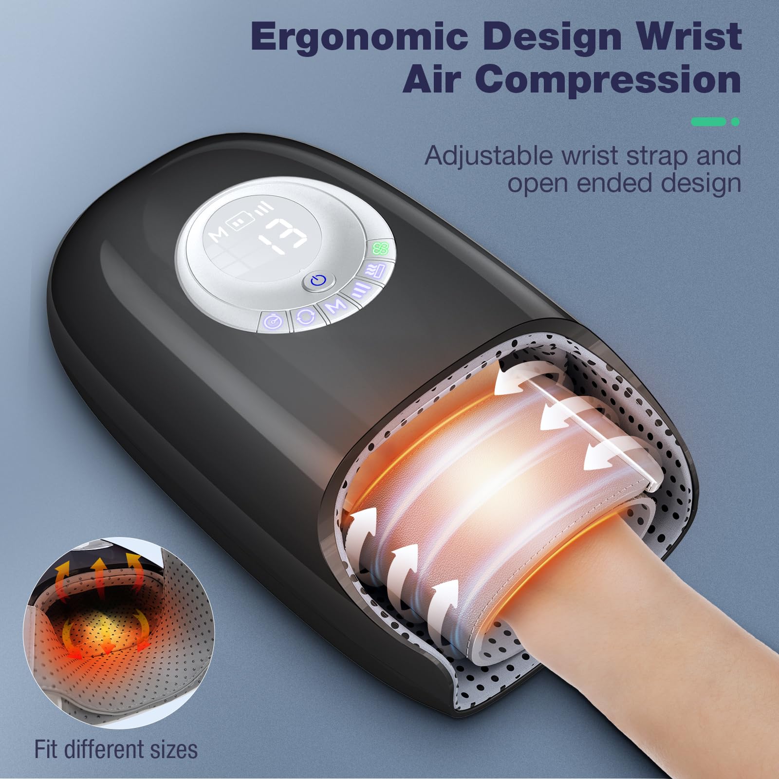 Hand Massager With Heat And Compression, 3D Machine For Hand And Finger Relief, 6 Levels Pressure Point Therapy, Blowing Design
