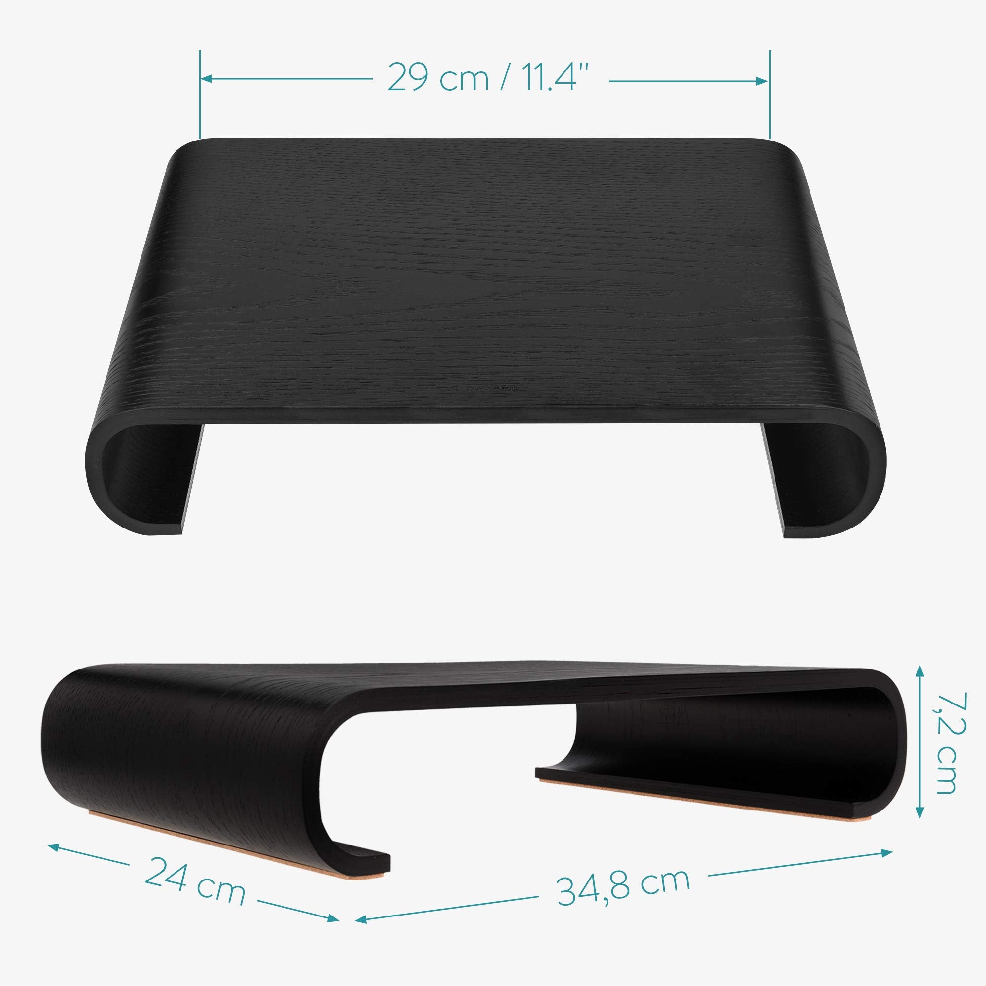 Navaris Wood Monitor Stand Riser   Computer Desk Organizer Desktop Dock Wooden Mount Display For Pc Tv Screen Notebook Laptop