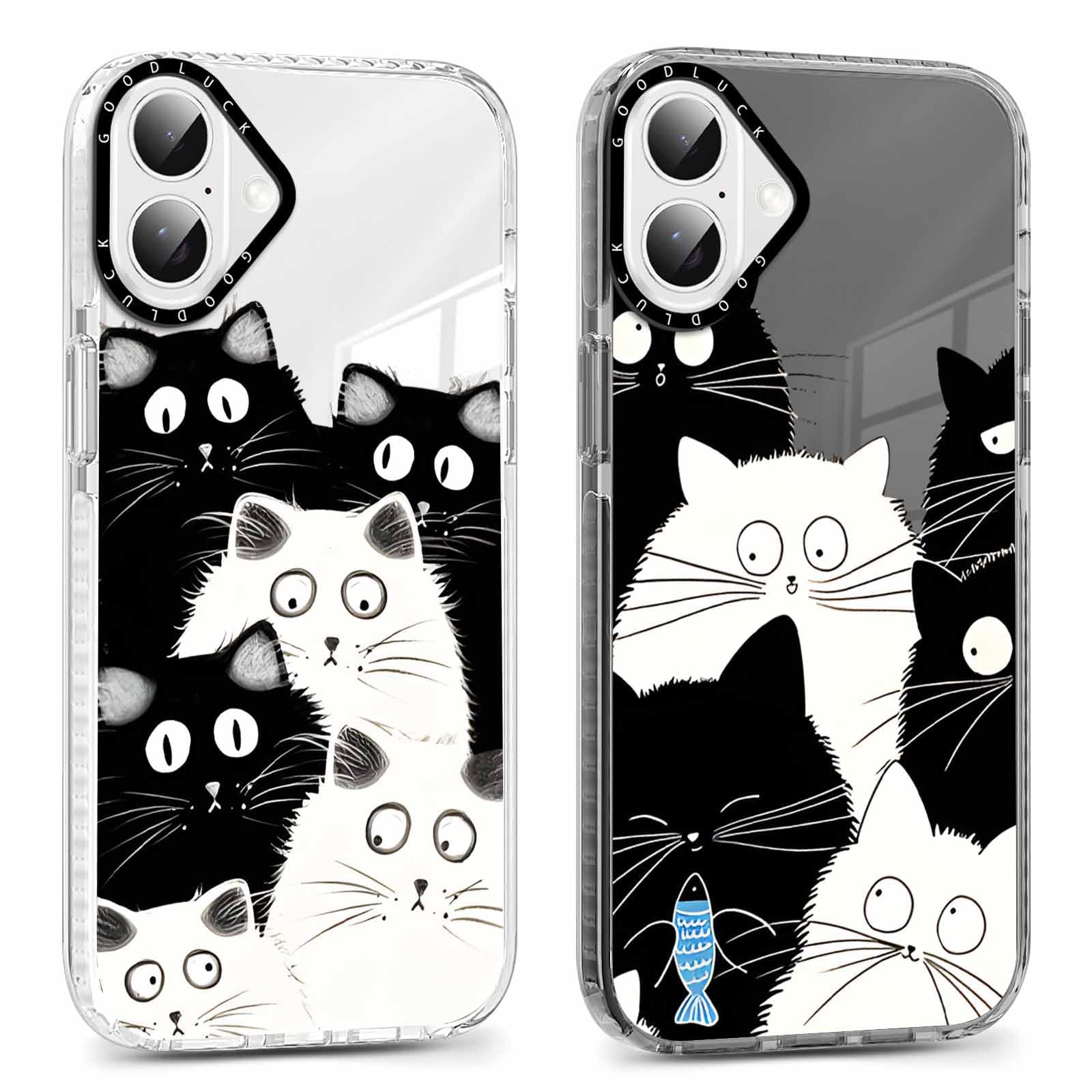 Rumdey 2 Pack Clear Phone Case For Iphone 16 Plus 6.7 Inch, Cute Black Cat Aesthetic Pattern Design Protective Soft Slim Shockpr
