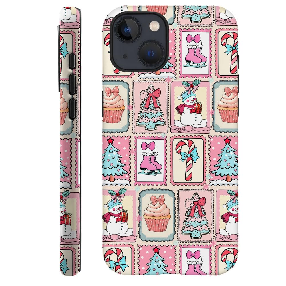 DAIZAG Case Compatible with iPhone 14,Durable Shock Protection Cover for Girl Women,Christmas Tree Cute Snowman