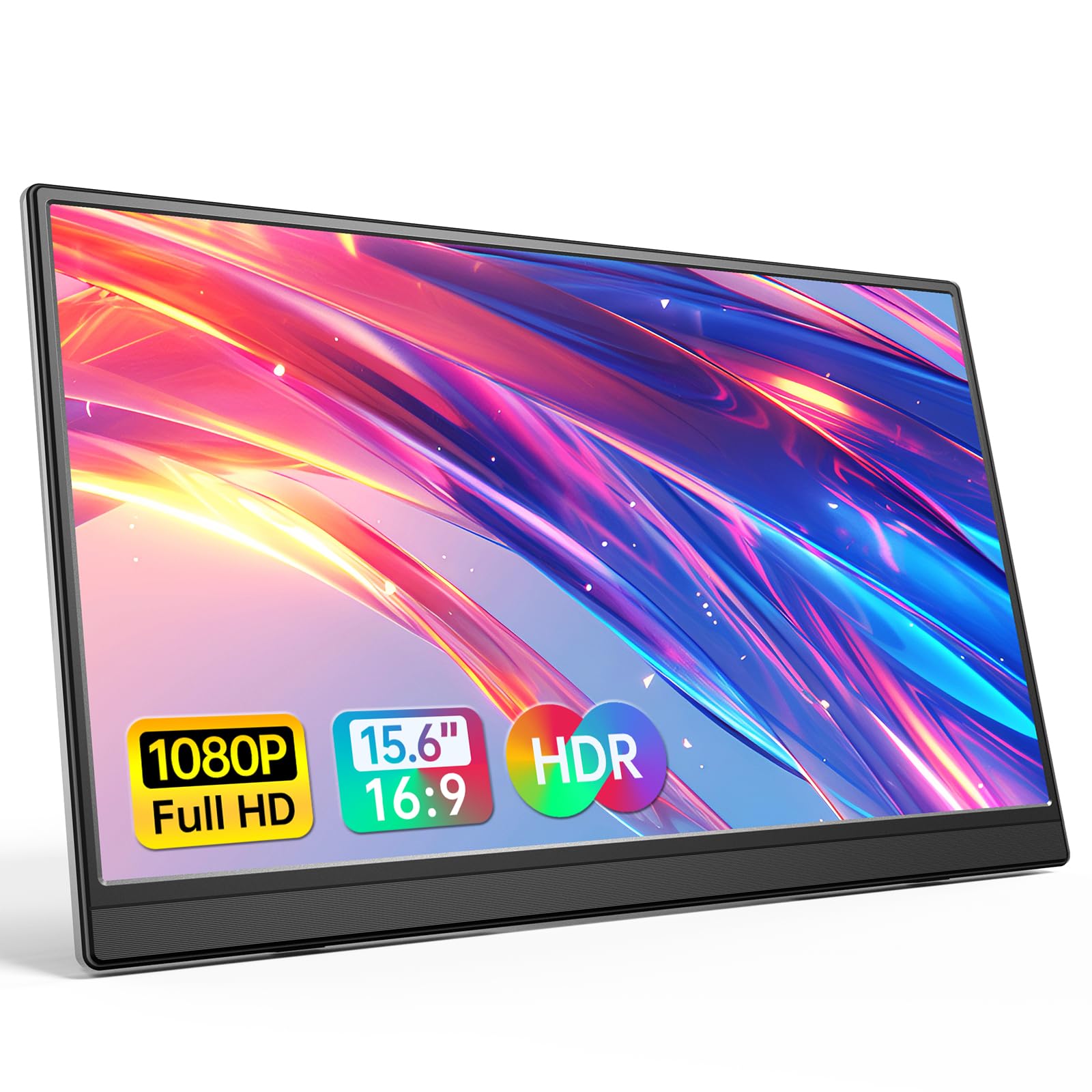 Anyuse Portable Monitor 15.6 Inch 1080P USB-C HDMI Ultra-Slim Travel Monitor with Kickstand, for Laptop, PC, Mac Phone, PS, Xbox