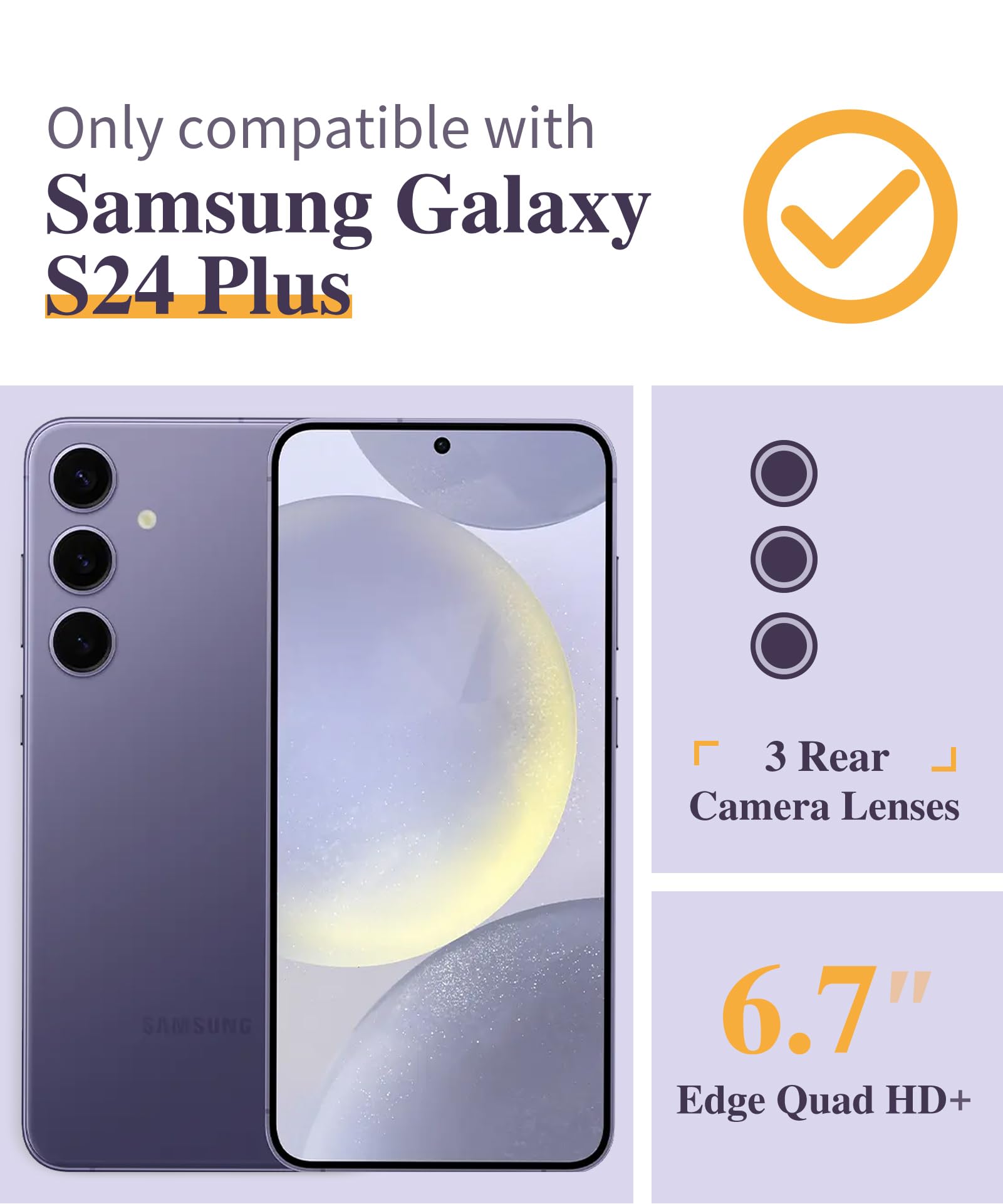 Gviewin For Samsung Galaxy S24 Plus Case With Screen Protector+Camera Lens Protector, Clear Stylish Floral Pattern Slim Protecti