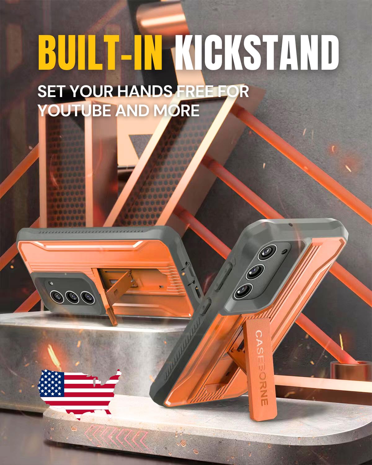 Caseborne V Designed For Samsung Galaxy S23 5G Case (Formerly Armadillotek), Full Body Multi Layer Rugged Kickstand Protective C