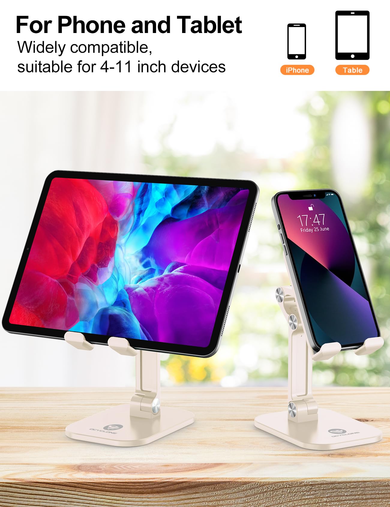Ocyclone Cell Phone Stand, Angle Height Adjustable Iphone Stand For Desk, Cell Phone Holder Ipad Tablet Stand Compatible With Ip