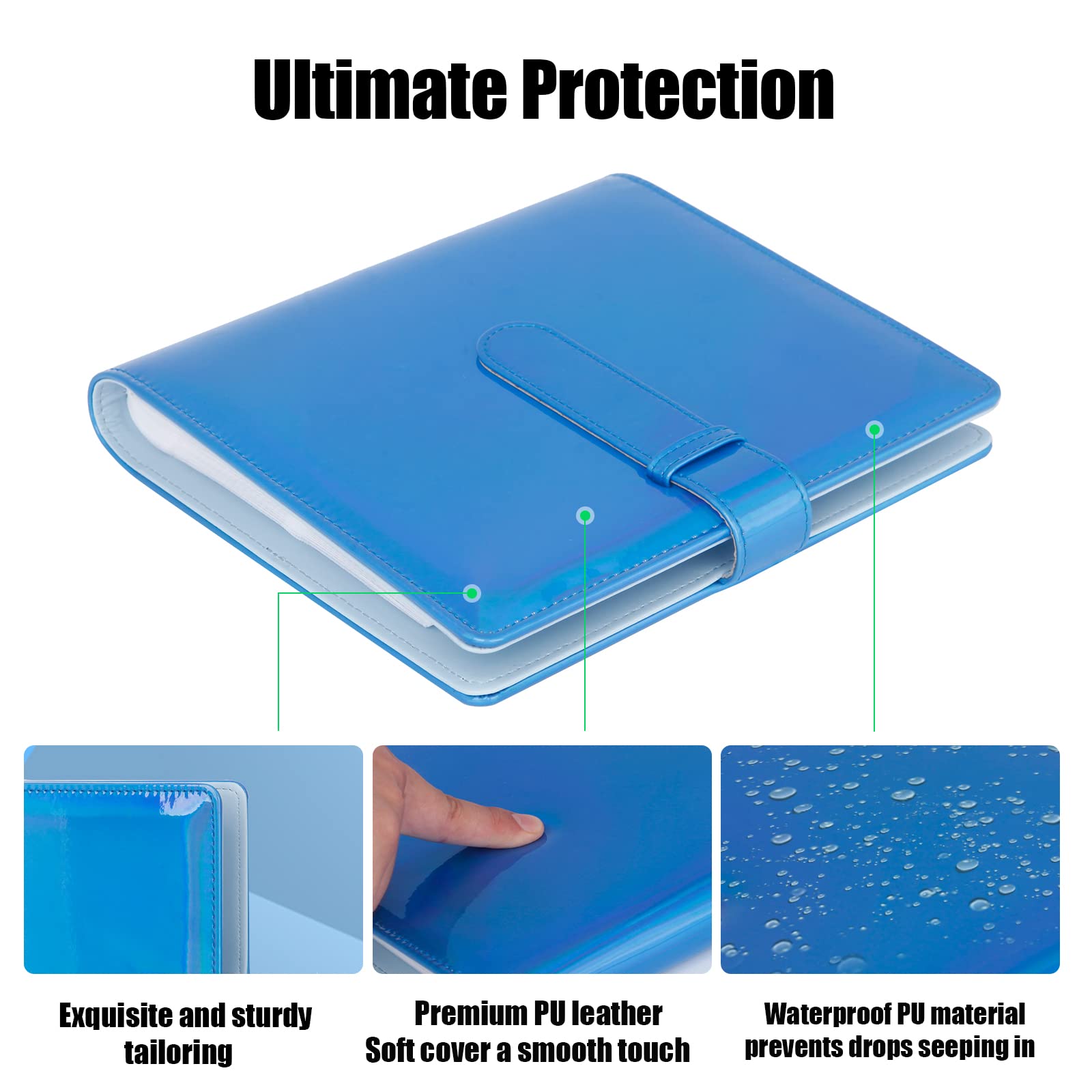256 Pockets Photo Album For Fujifilm Instax Mini Camera, Photo Album For Polaroid, Leather Cover, Photo Album For Instax Mini 12 11 9 40 90 8 7 Evo Liplay Instant Camera, 2X3 Photo Album, Magic Blue