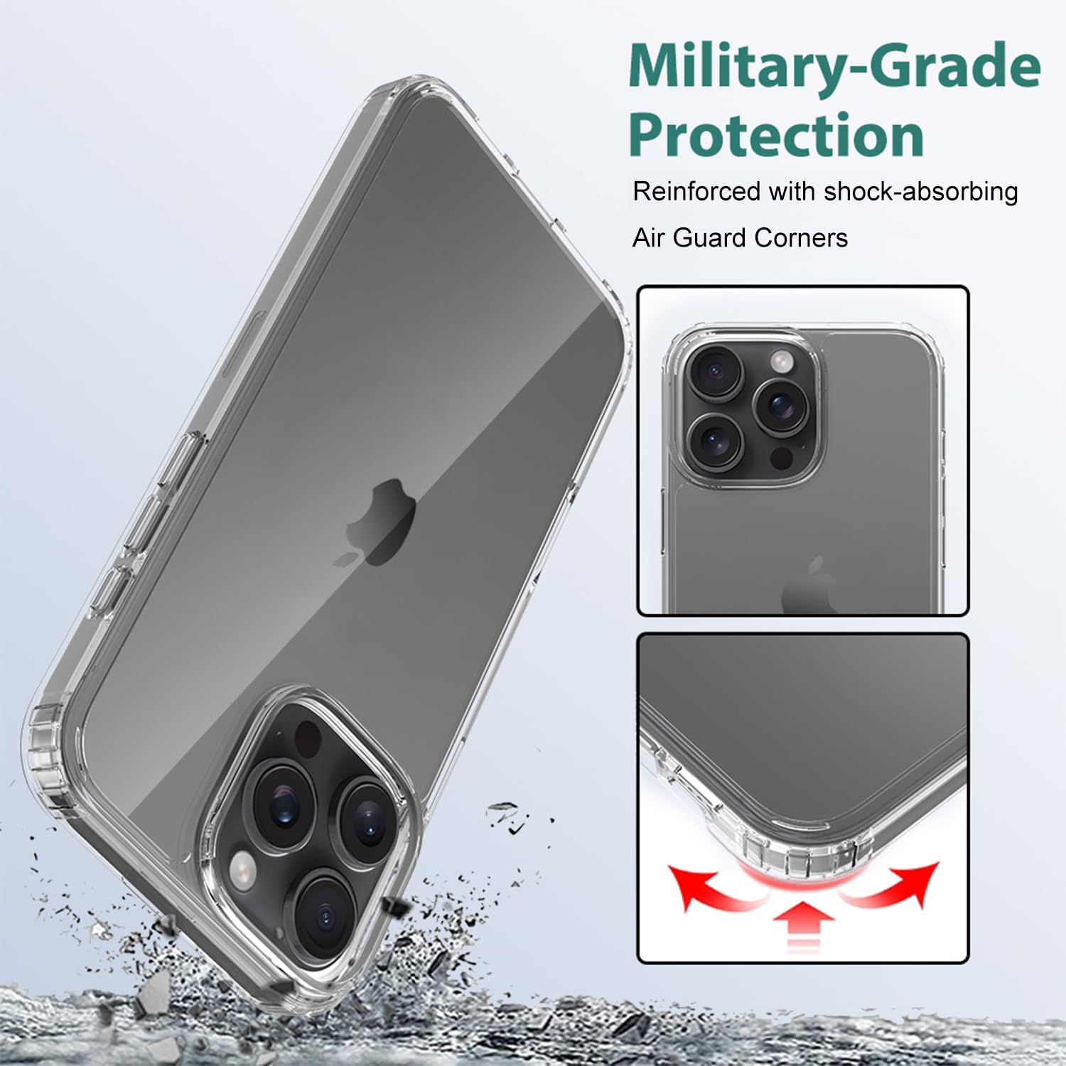 Tenoc Phone Case Compatible With Iphone 16 Pro Max, Clear Case Non Yellowing Protective Bumper Hard Back Cover For 6.9 Inch