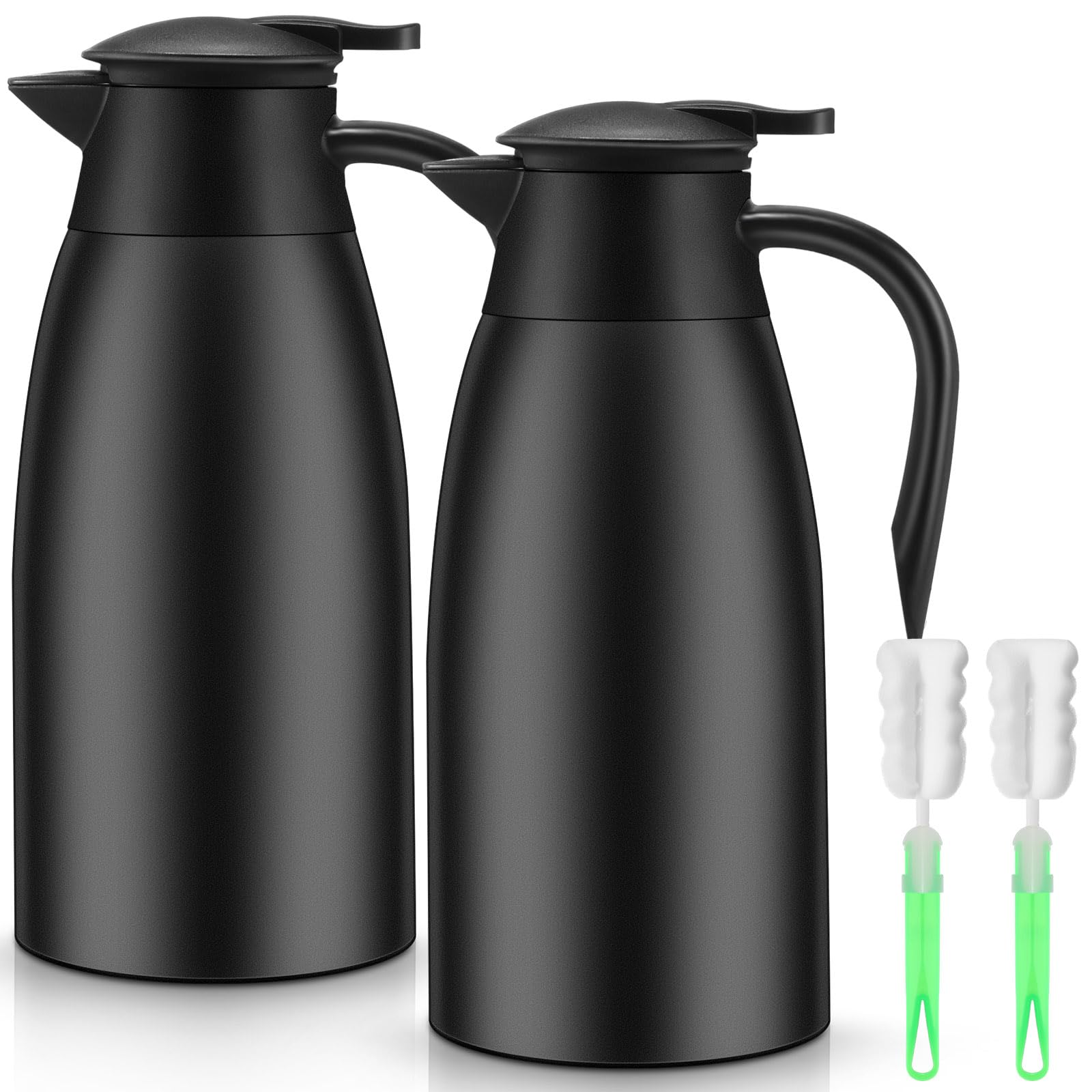 Uiifan 2 Pcs 68Oz Thermal Coffee Carafe Insulated Stainless Steel Thermal Coffee Carafe Double Walled Vacuum Flask Coffee Carafe