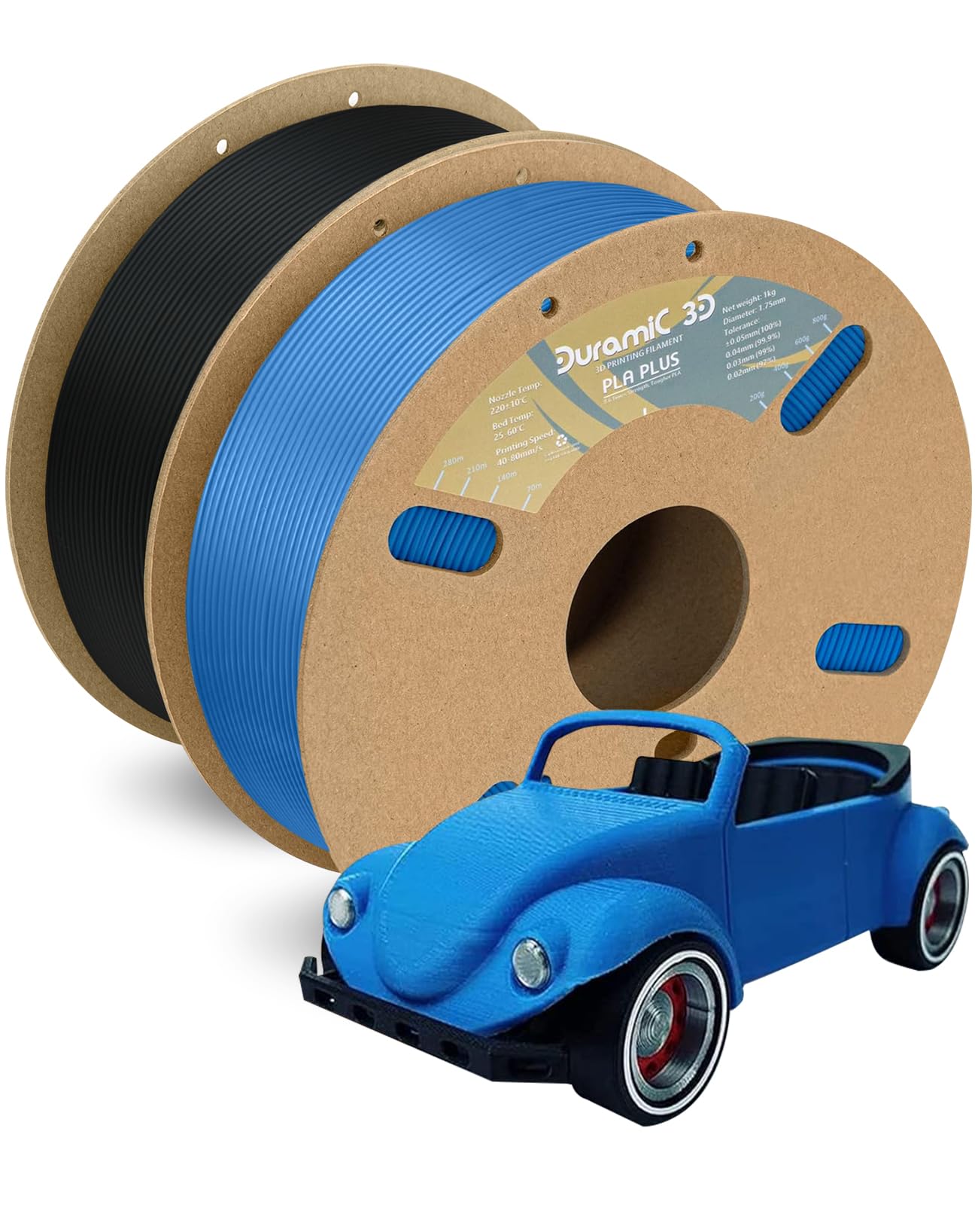Duramic 3D Pla+ Filament 1.75Mm 2Kg Black + Blue, Pla Plus 3D Printer Filament 2 Pack 1Kg Spool(2.2Lbs) Pla Pro Tougher And Stro
