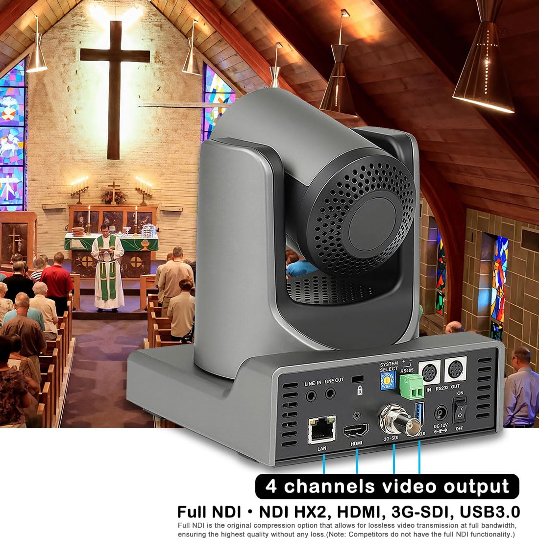 Prisual Ndi Camera 20X Optical Zoom With Hdmi/3G Sdi/Usb/Ip Live Streaming Poe Auto Tracking For Church Worship Conference Sport
