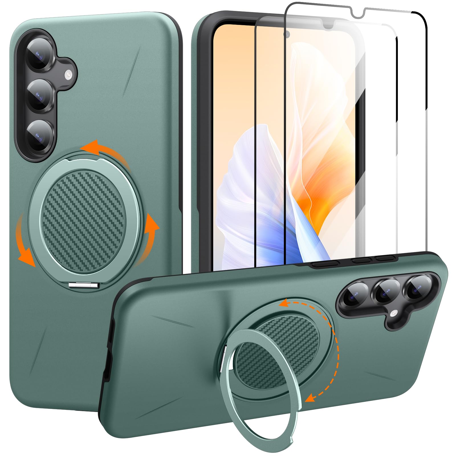 Imuruktek for Galaxy S24-Plus Case/S25-Plus Case with Stand, [2x Screen Protectors] Magnetic Case for S25 Plus/S24 Plus, Dual-La