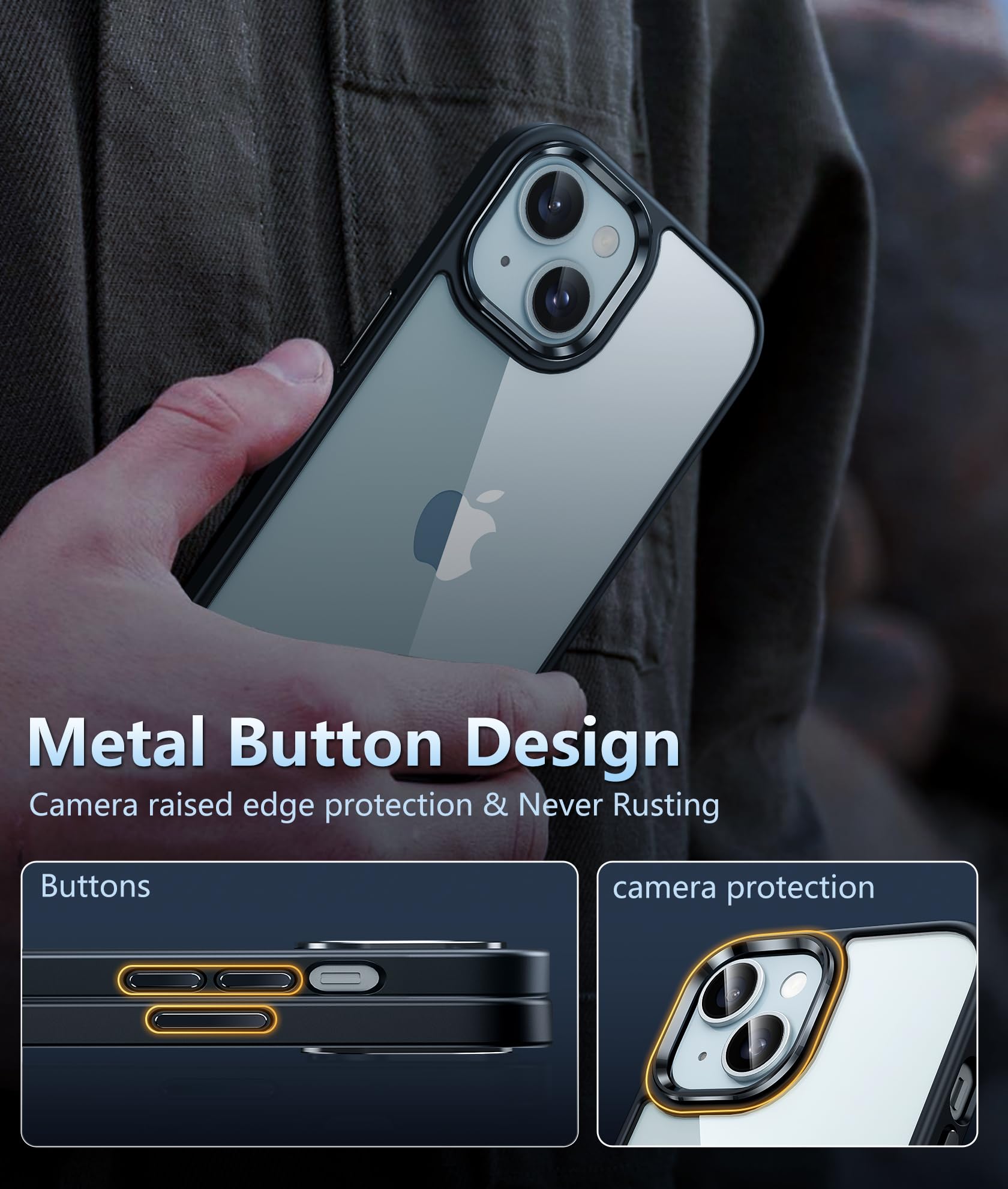 Fntcase For Iphone 15 Plus Phone Case: Clear Slim Shockproof Cell Phone Protective Cover | Anti Yellowing Anti Scratch Drop Proo