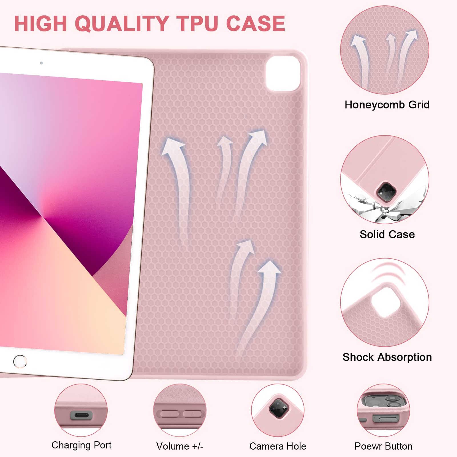 Keyboard Case For Ipad Pro 12.9 Inch 2022, For Ipad Air 13 Inch M2 2024 Case With Keyboard For Ipad Pro 12.9 5Th 2021 Case With