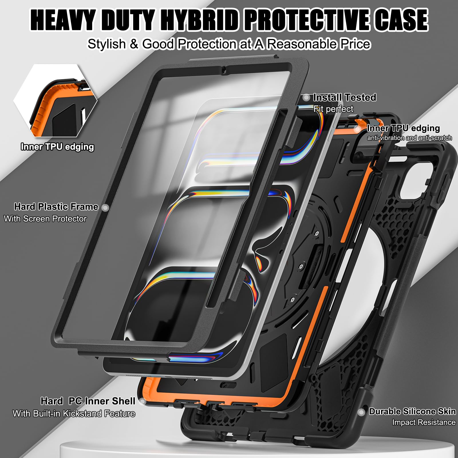 Tsqqst For Ipad Pro 11 Inch Case M4 2024 With Screen Protector, Ipad Pro 11 Case 5Th Generation With Pencil Holder, Full Body Pr