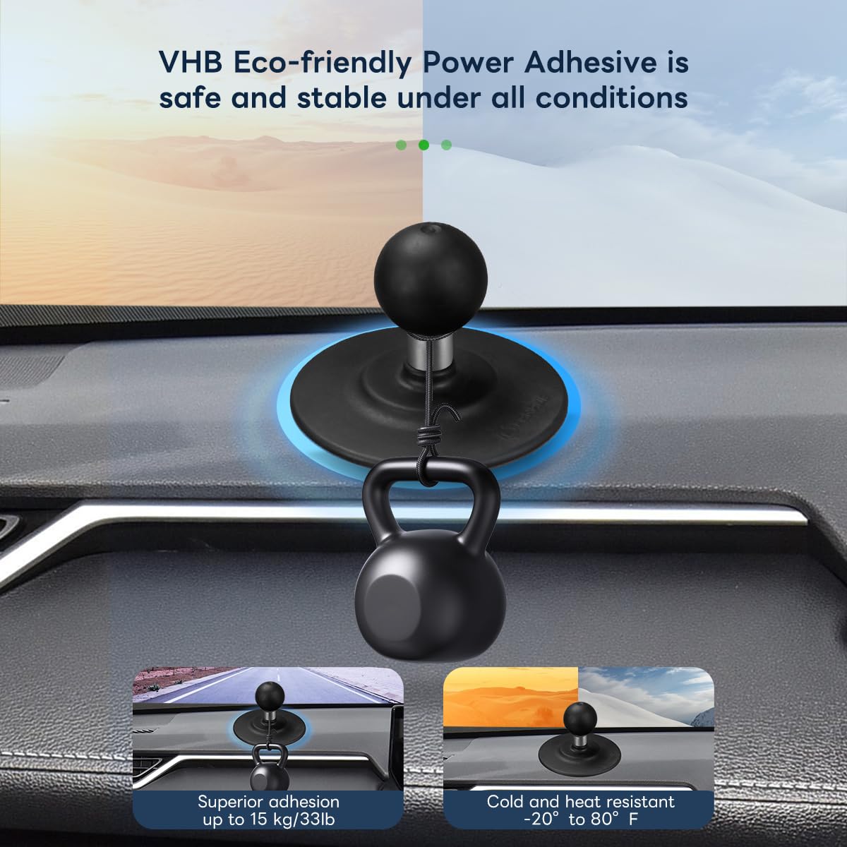 Fanaue Flex Adhesive Ball Base Compatible With Ram Mounts B Size Double Socket Arm, 1'' Ball Head Adapter For Motorcycle Phone M