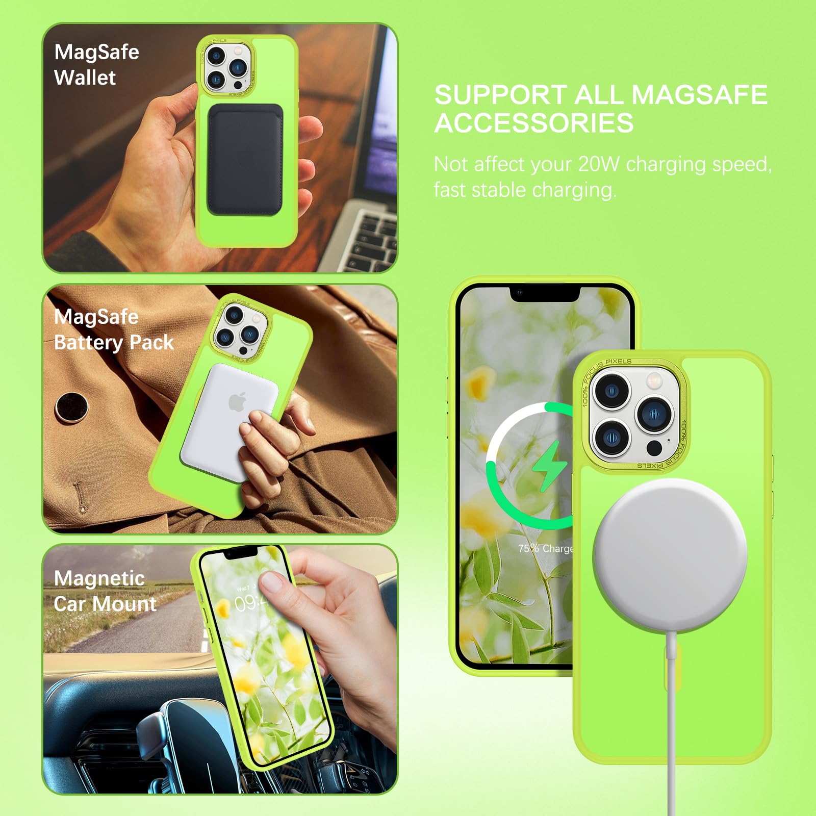 Bentoben Magnetic For Iphone 13 Pro Case [Compatible With Magsafe] Translucent Matte 13 Pro Case Slim Thin Shockproof Women Men
