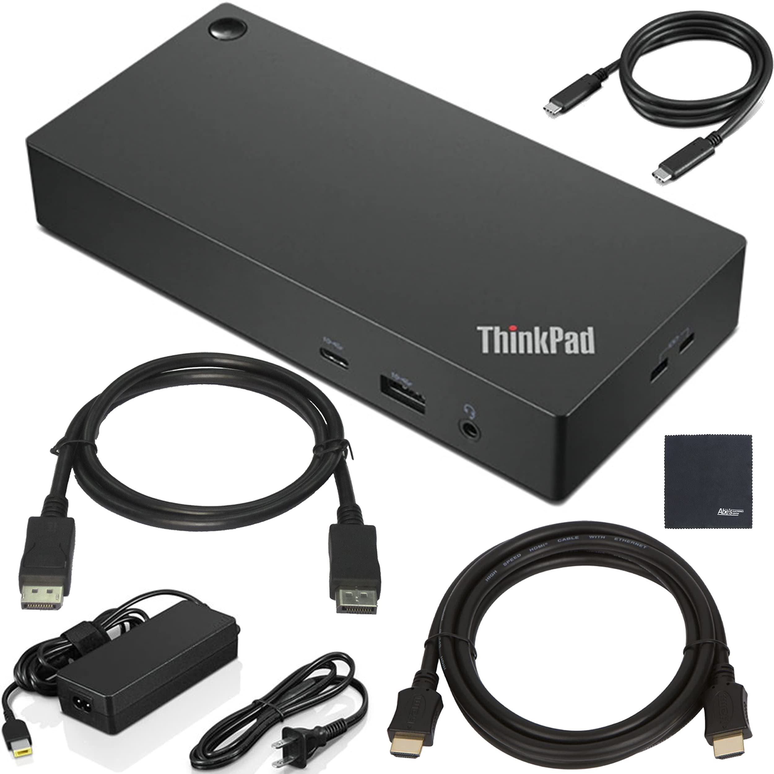 Lenovo ThinkPad USB Type-C Dock Gen 2 with 4K (40AY0090US) + ZoomSpeed HDMI Cable (with Ethernet) + ZoomSpeed DisplayPort Cable 