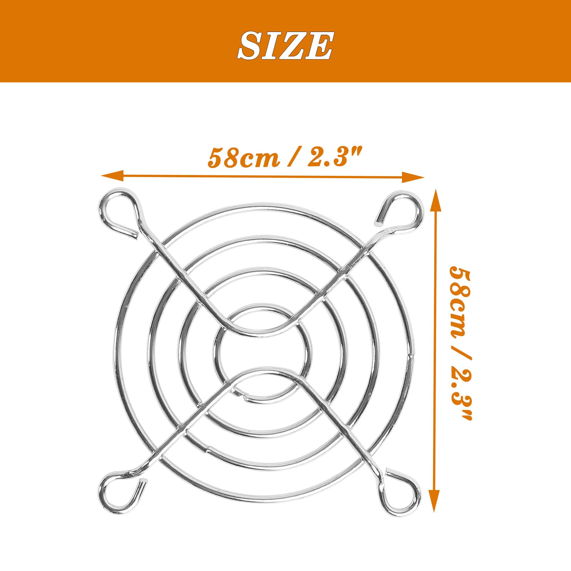 Uxcell 20Pcs 58Mm Fan Grill Metal Fan Guard Cooling Fan Finger Guard Protector Pc Fan Grill For 60Mm Case Fan(Silver Tone)