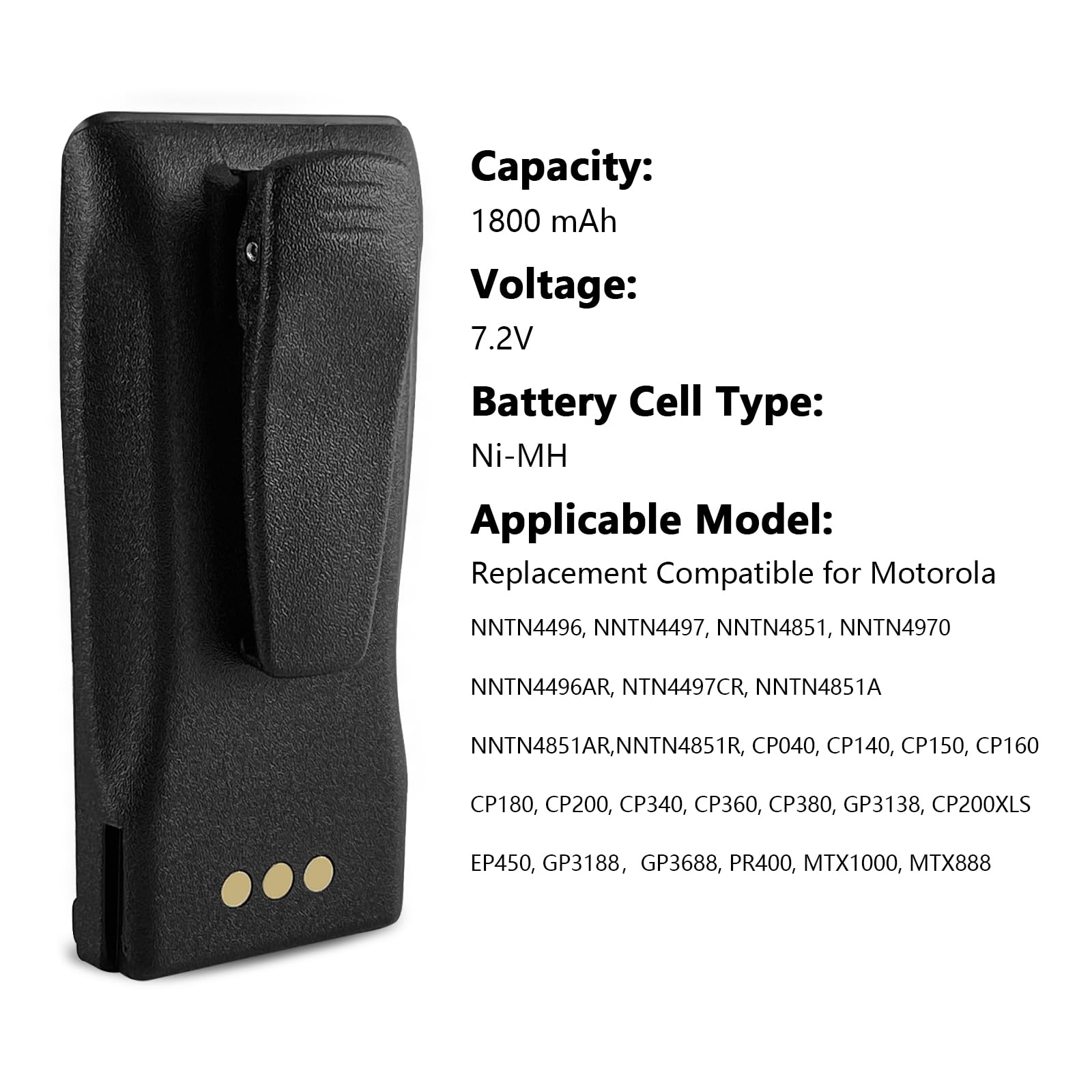 Jintion Nntn4851 1800Mah Ni Mh Battery Compatible For Motorola Cp200 Cp200D Pr400 Ep450 Ep450S Dep450 Cp140 Cp160 Cp180 Cp250 Gp