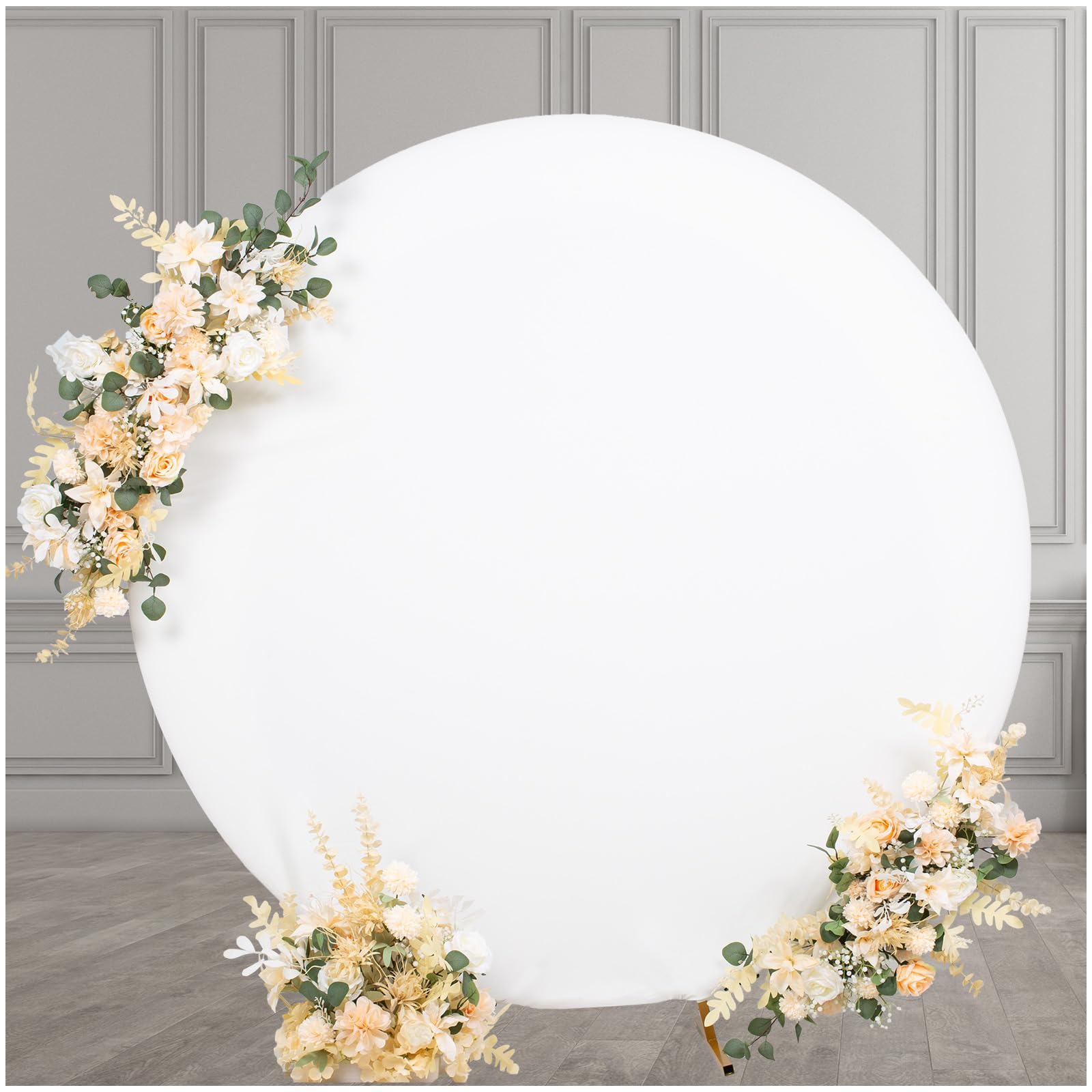 7.2X7.2Ft White Round Backdrop Cover White Circle Backdrop Cover Round Fabric Photo Background For Photography Party Birthday We