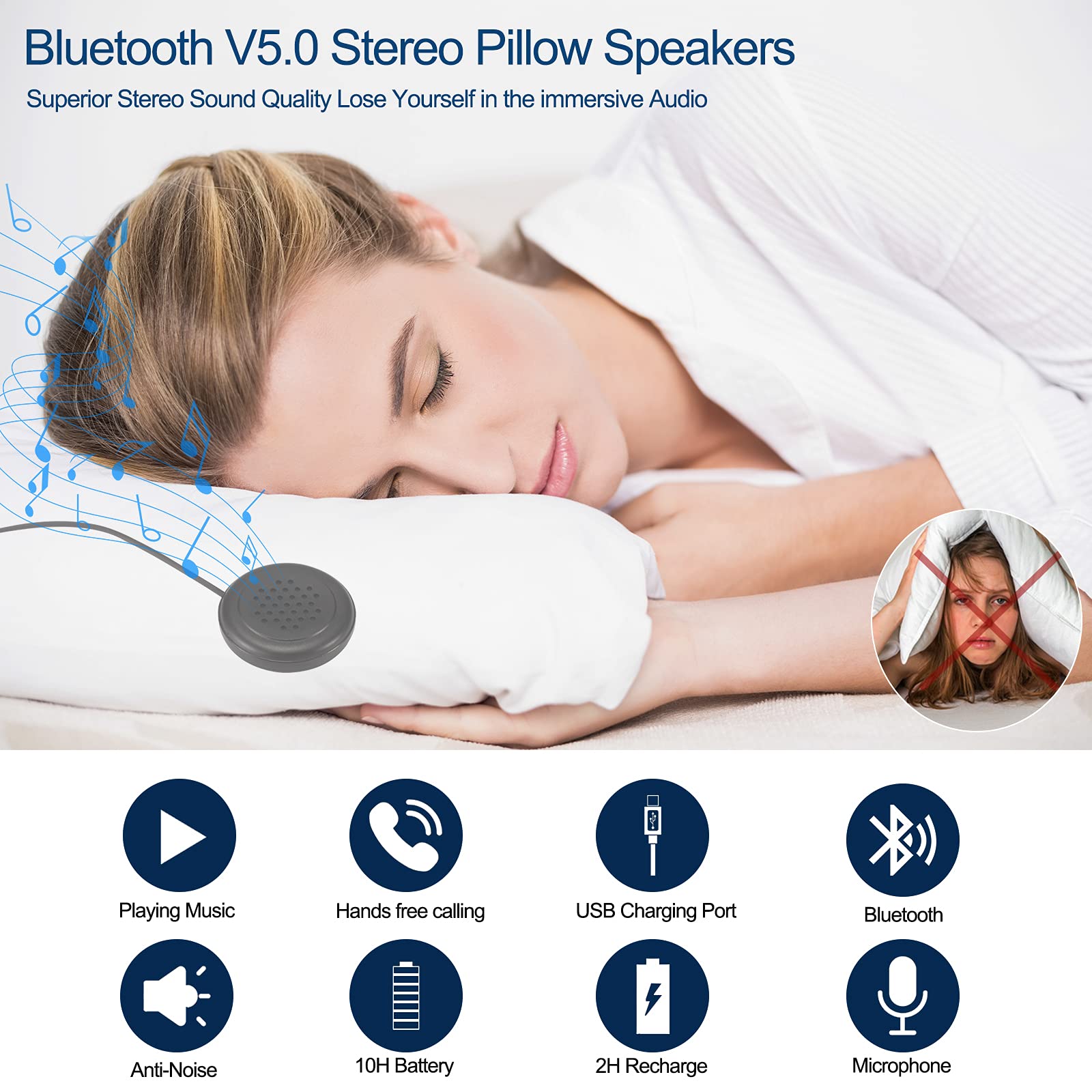 Bluetooth Speakers Module, Bluetooth Pillow Speaker With Mic, Diy Bluetooth Headset, Bluetooth V5.0 Replacement Module For Sleep