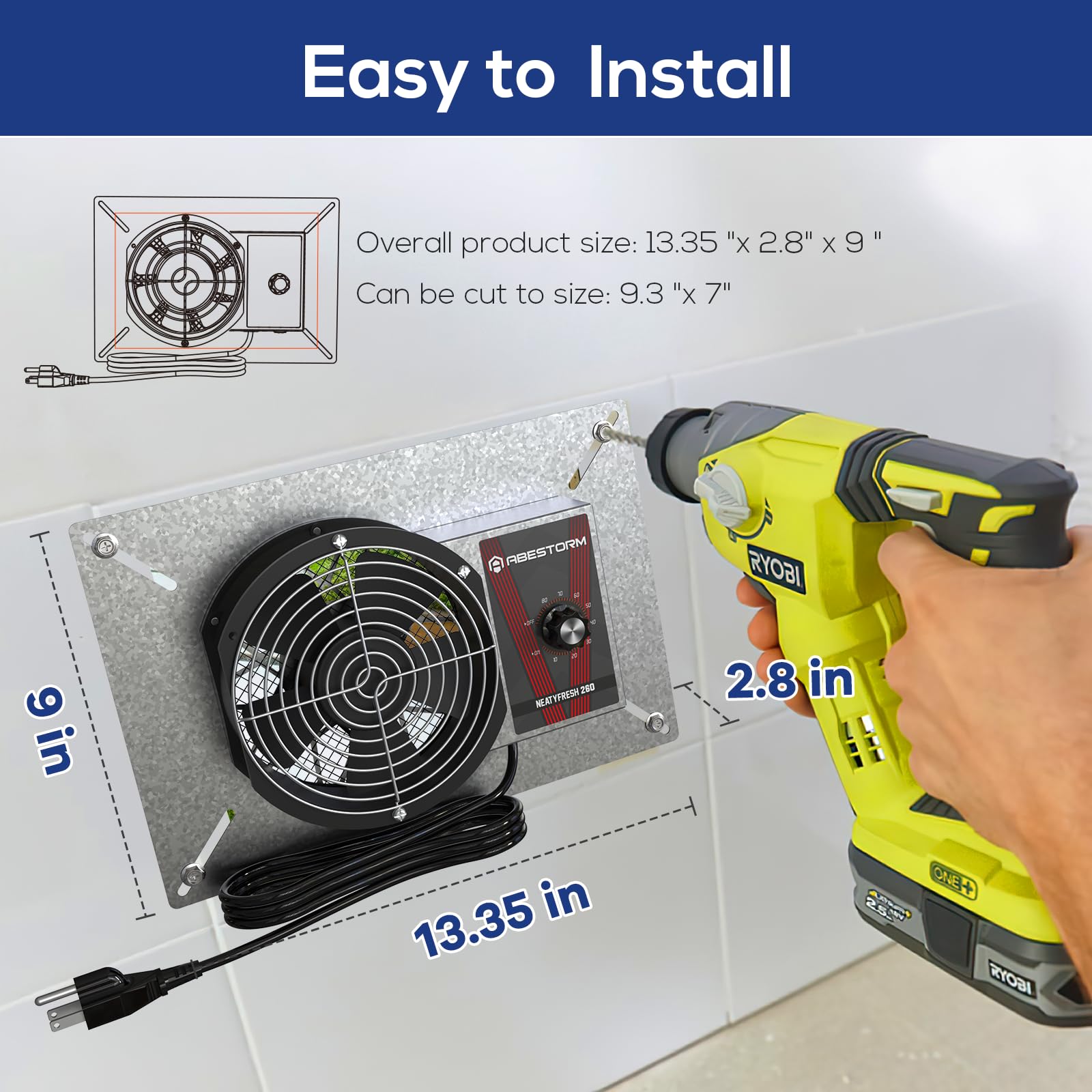 Abestorm 260Cfm Crawlspace Ventilation Fans, Ip-55 Rated Exhaust Fan With Humidistat Thermostat, 6.7 Inch Basement Vent Fan With