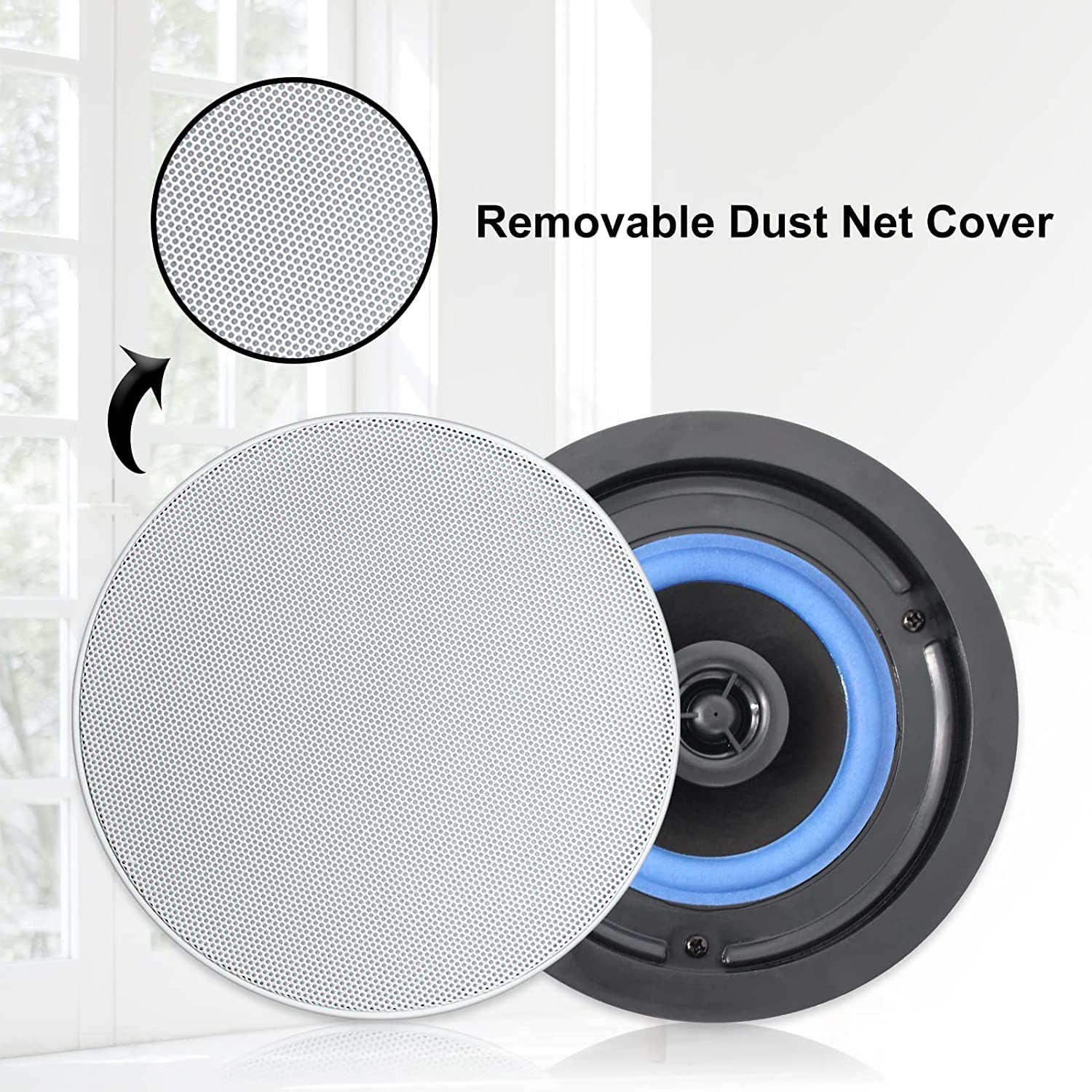 Herdio 320 Watts 2 Way Flush Mount Ceiling Speakers 4 Inches For Bathroom, Kitchen,Living Room,Office 4 Speakers