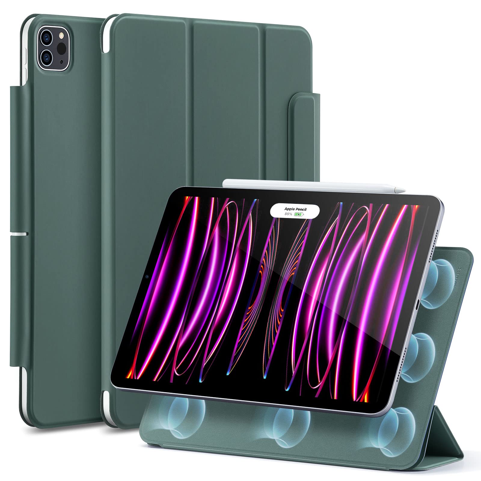Esr For Ipad Pro 12.9 Case, 12.9 Inch Ipad Pro Case (2022/2021/2020, 6Th/5Th/4Th Generation), Convenient Magnetic Attachment, 2 Way Stand, Full Pencil 2 Support, Rebound Magnetic Case, Forest Green