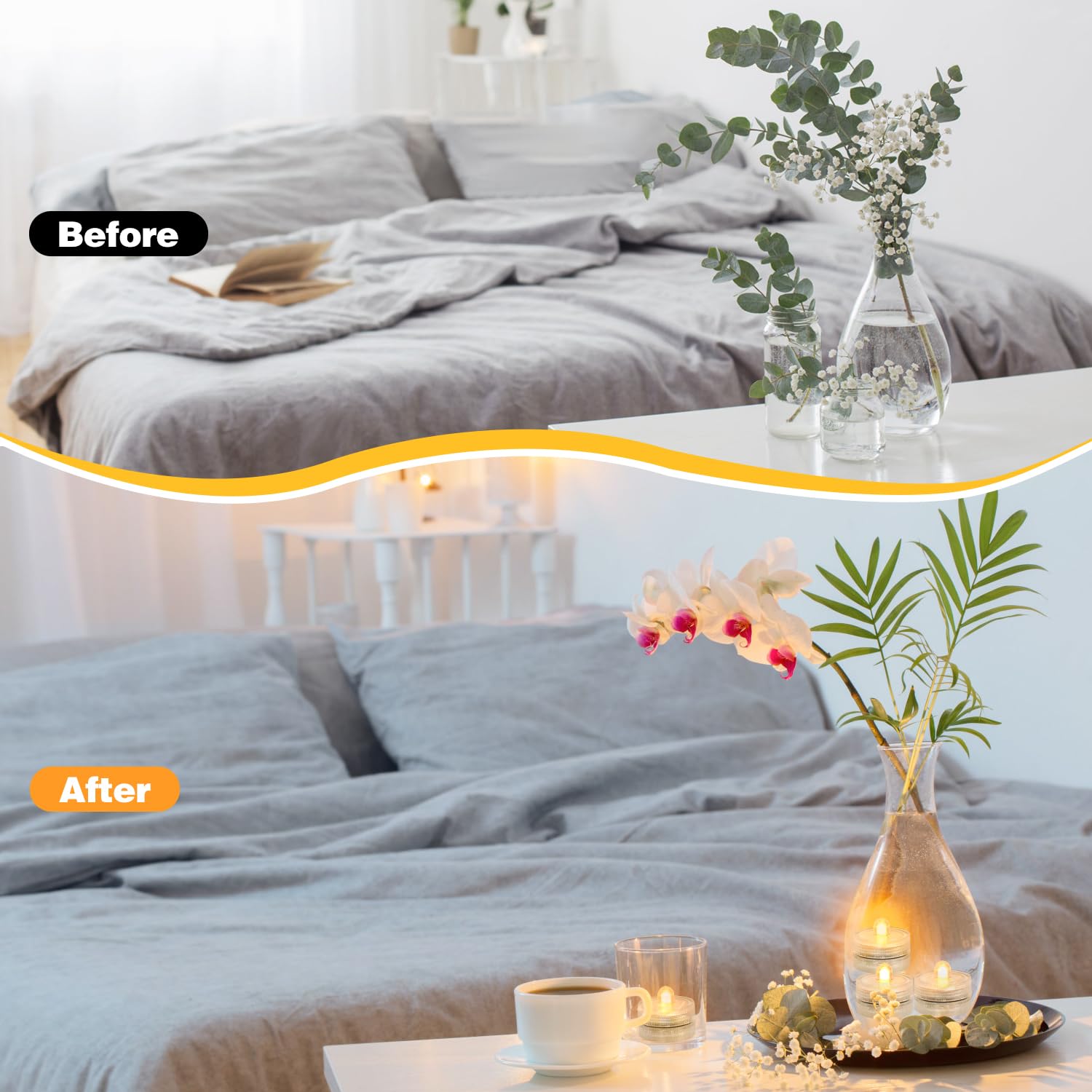 Koaby 12 Pack Submersible Led Lights, Waterproof Flameless Submersible Lights For Decor (Blue Light, 12 Pack)