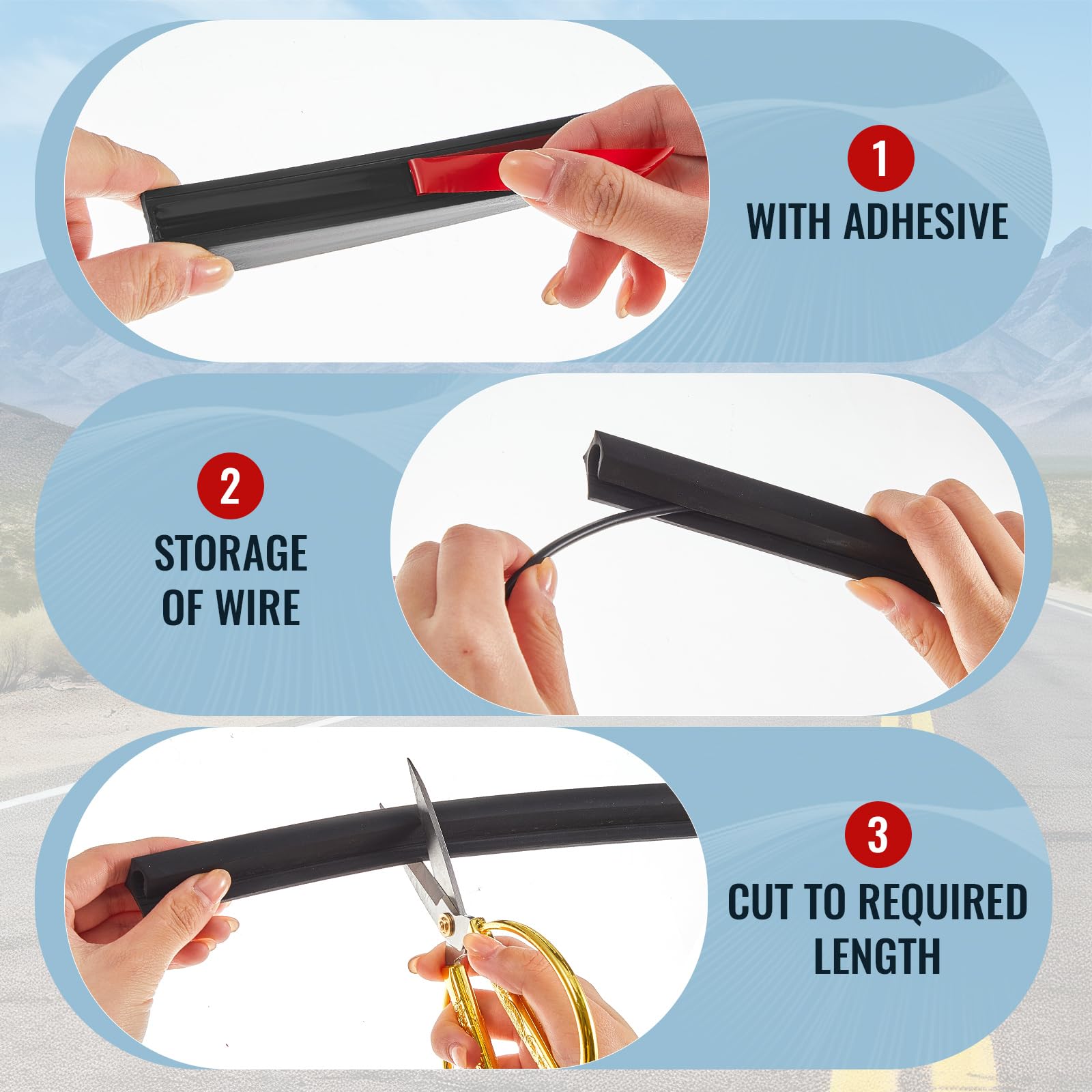 Saysurey 2 Pcs Car Wire Hider Total 6.56 Ft Car Concealed Wire Cover For Roof Light Bar With Adhesive Backing For Hide Wires For