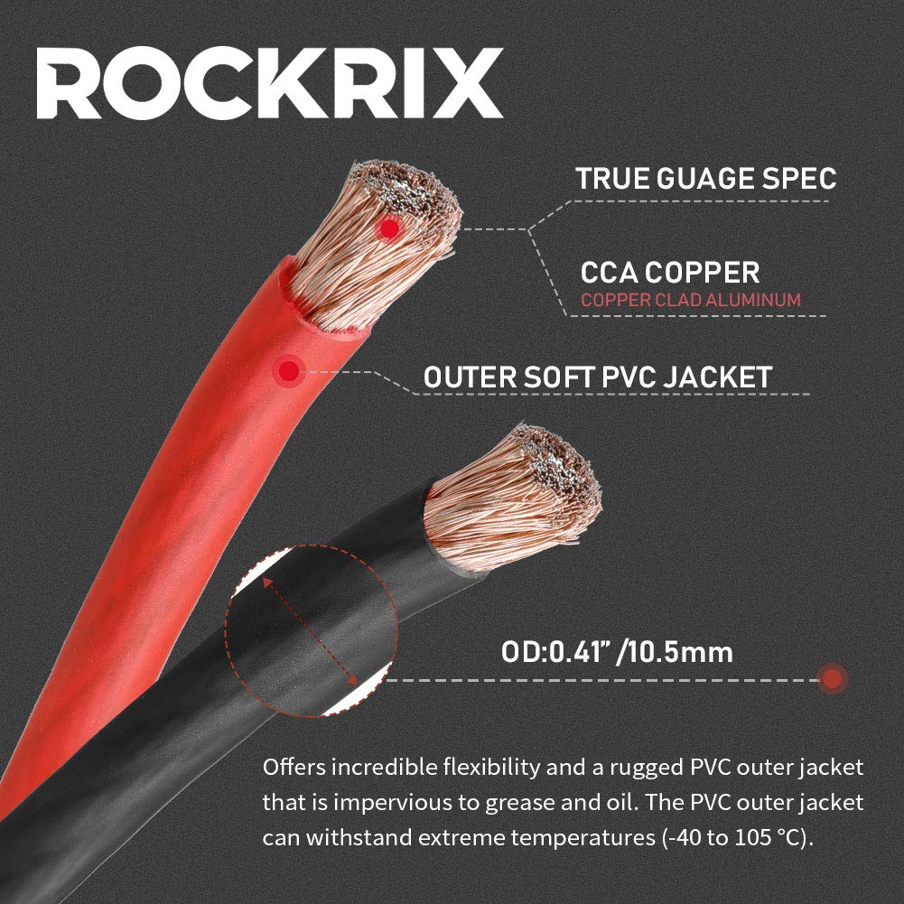 Rockrix Car Audio Cable Amp Wiring Kit   20Ft 4 Gauge Power Cable Amplifier Install Wiring Kit