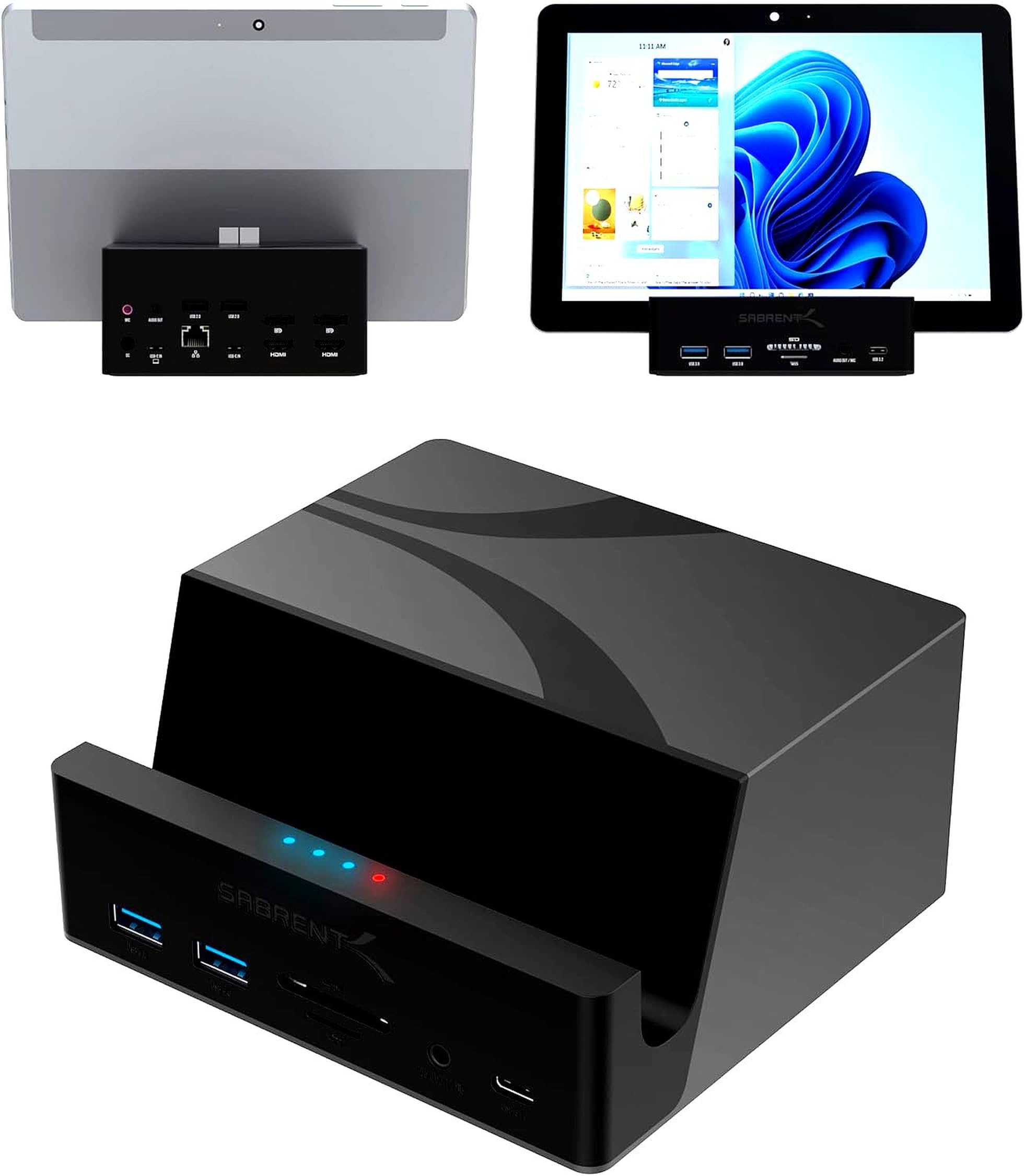 SABRENT USB C Docking Station, Dual 4K@60Hz DisplayLink Dock, 85W Charging, 10Gbps USB-C & USB-A, Gigabit Ethernet, SD/microSD,