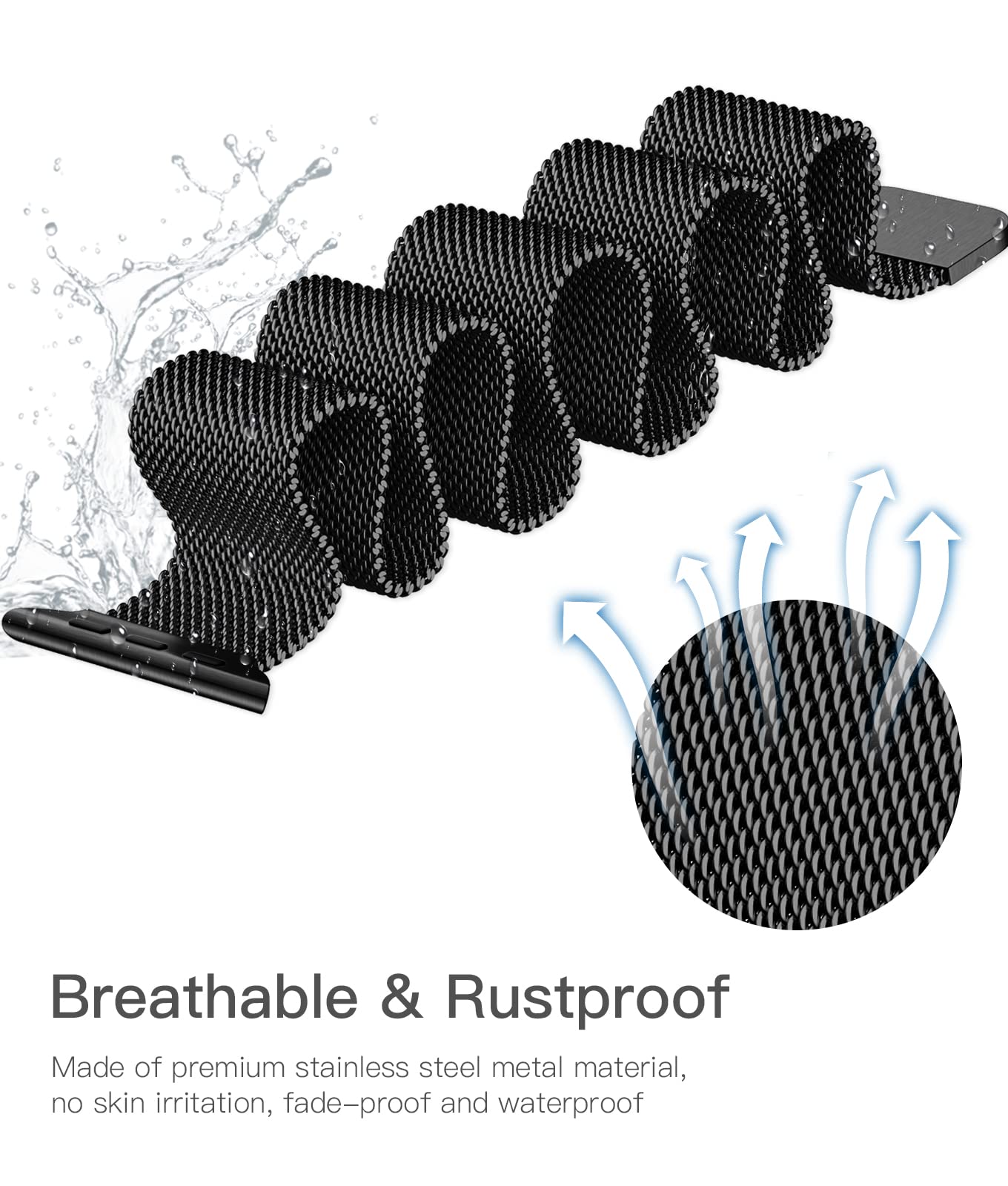 Rabini Metal Bands Compatible With Apple Watch Band 38Mm 40Mm 41Mm 42Mm 46Mm 44Mm 45Mm 49Mm For Women Men, Stainless Steel Mesh