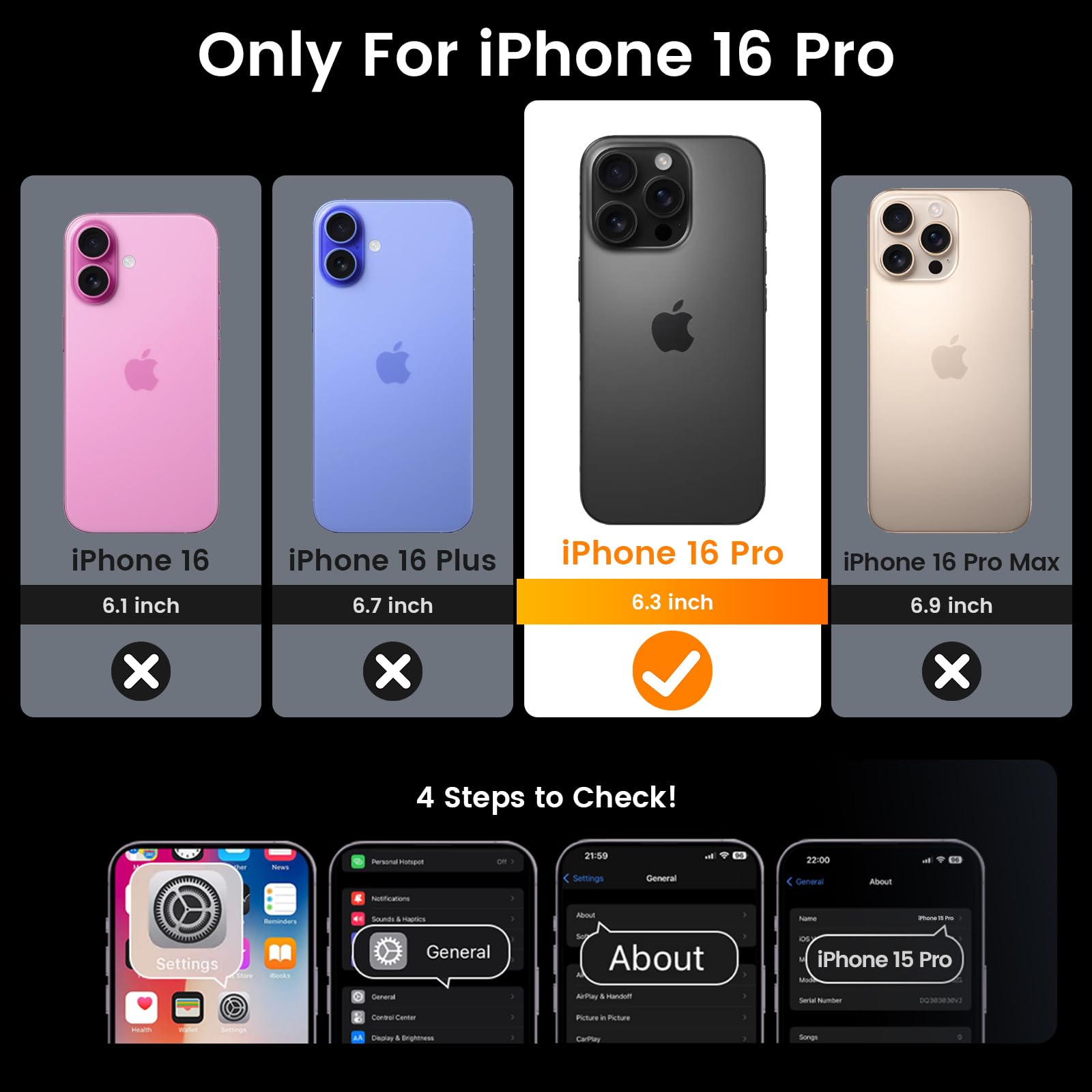 Goton Compatible For Iphone 16 Pro Case With Screen Protector   Slide Camera Cover Protective Phone Case With Ring Stand, Heavy